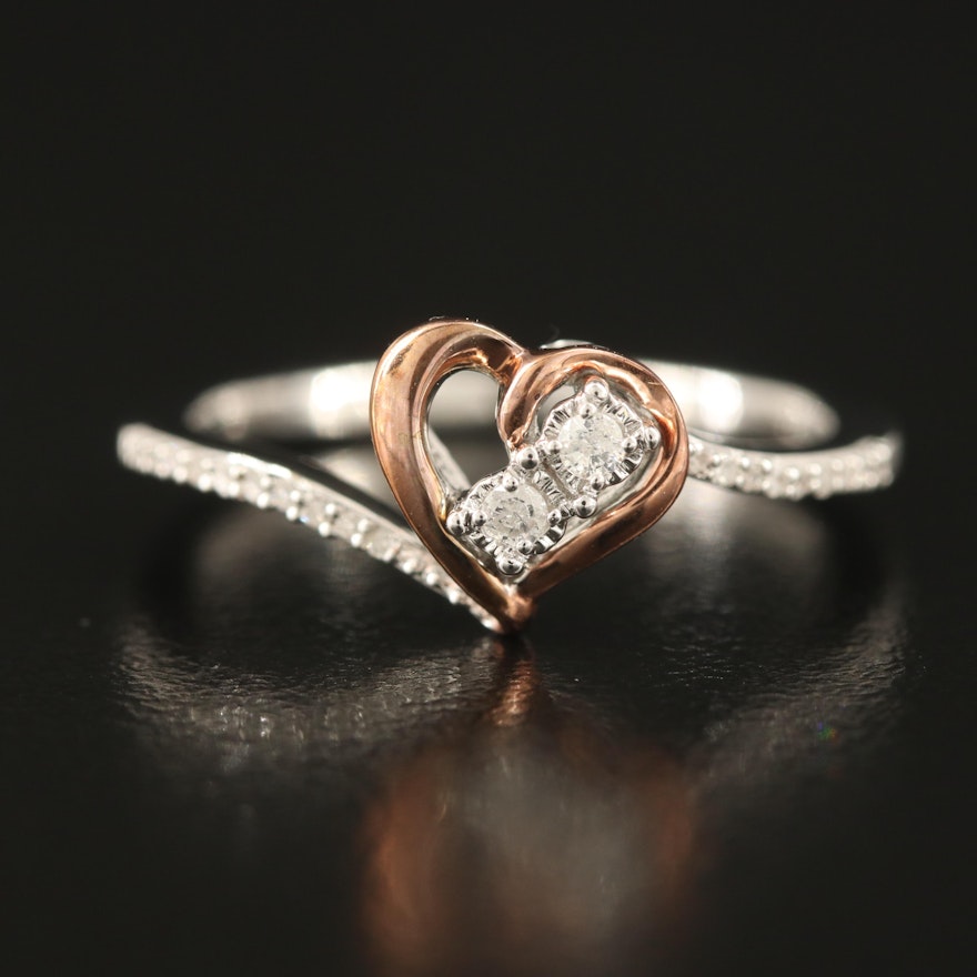 Sterling Diamond Heart Ring