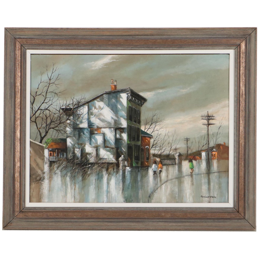 Robert Fabe Street Scene Oil Painting