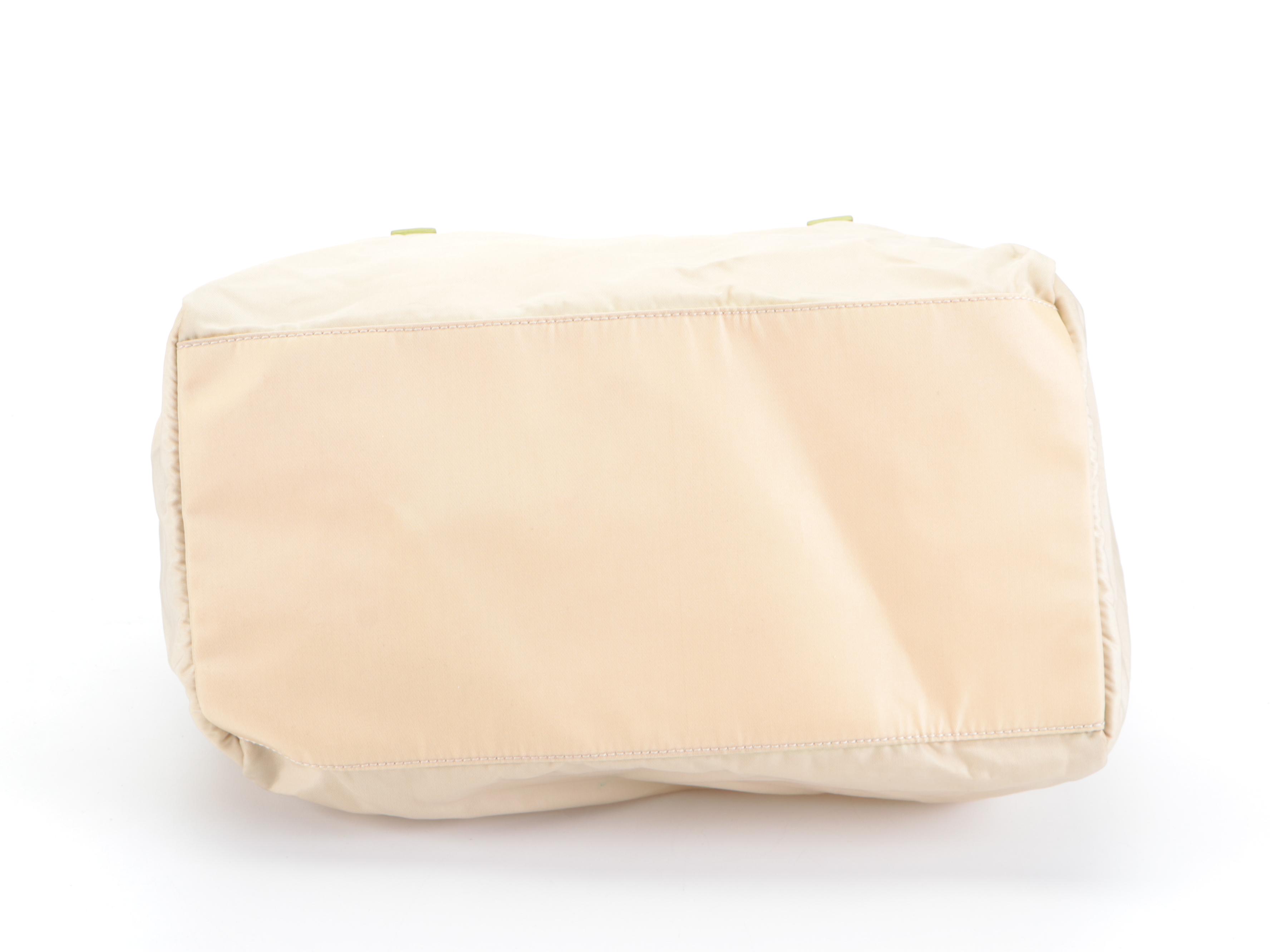 Prada Small Duffel Bag in Nylon Tessuto & Light Green Saffiano Leather