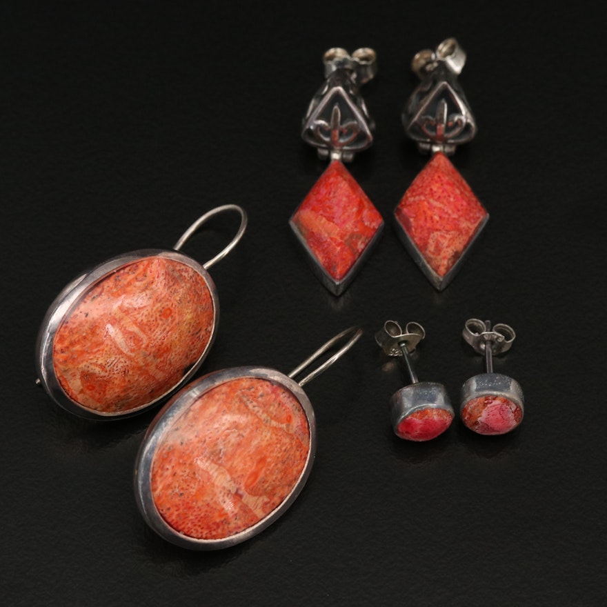 Sterling Coral Earring Selection