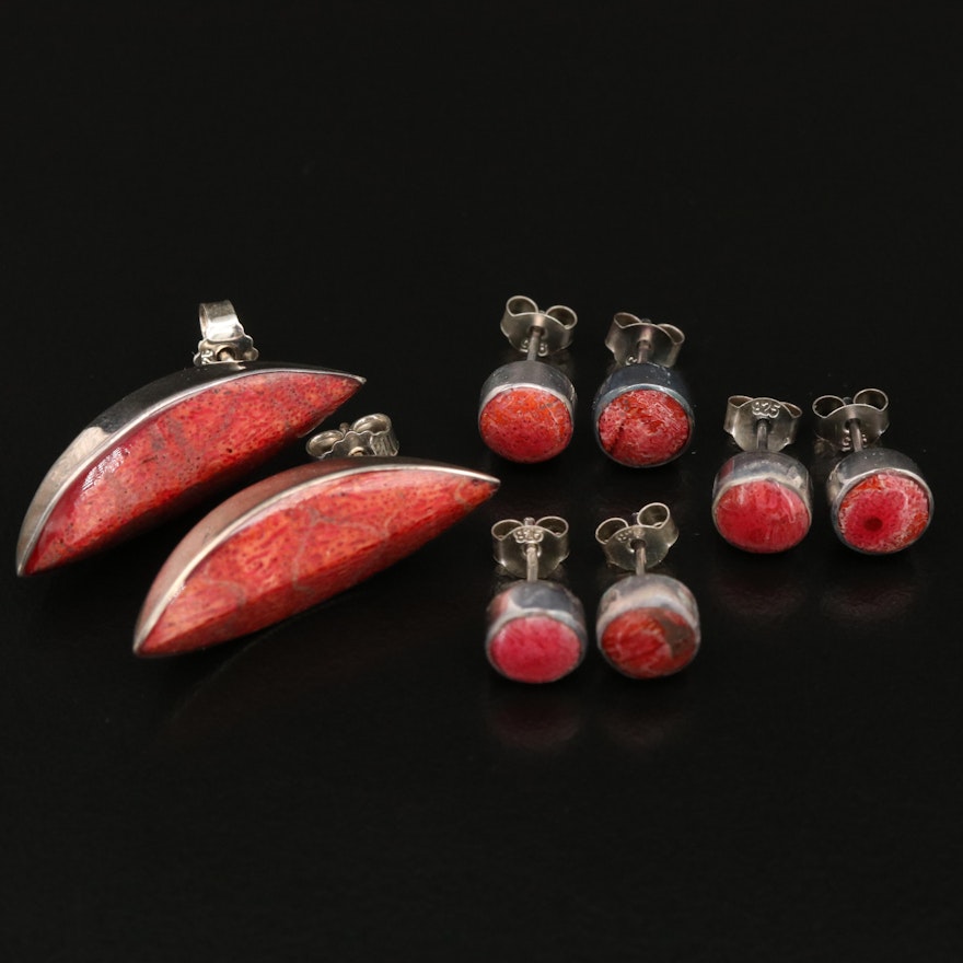 Sterling Coral Earring Selection