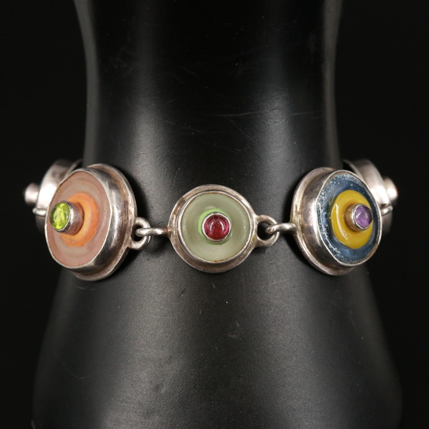 Sterling Art Glass Bracelet