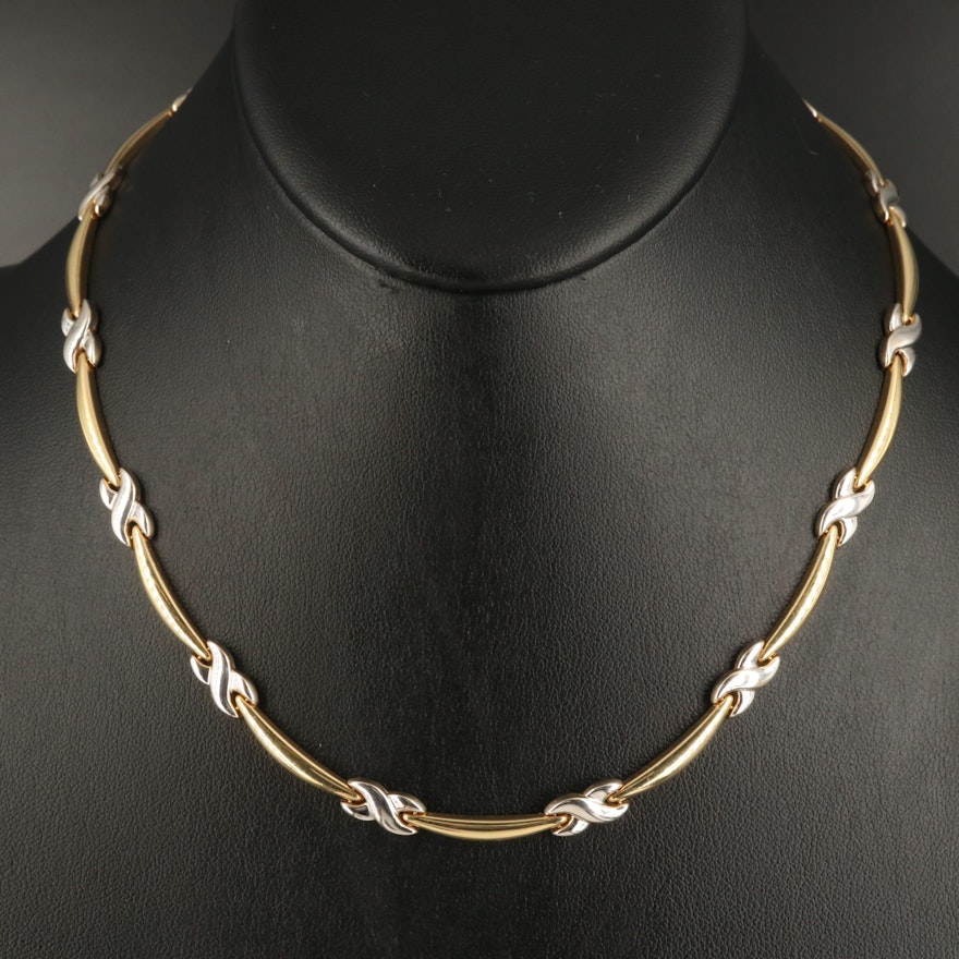 14K Two-Tone Crossover Necklace