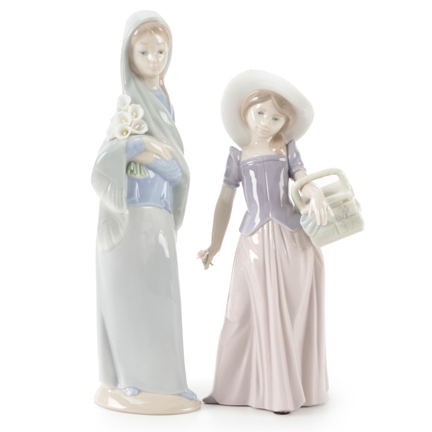 Lladró "Tailor Made" and "Girl with Flowers" Porcelain Figurines