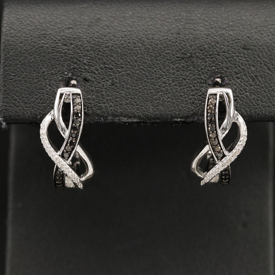 Sterling 0.24 CTW Diamond Crossover Earrings