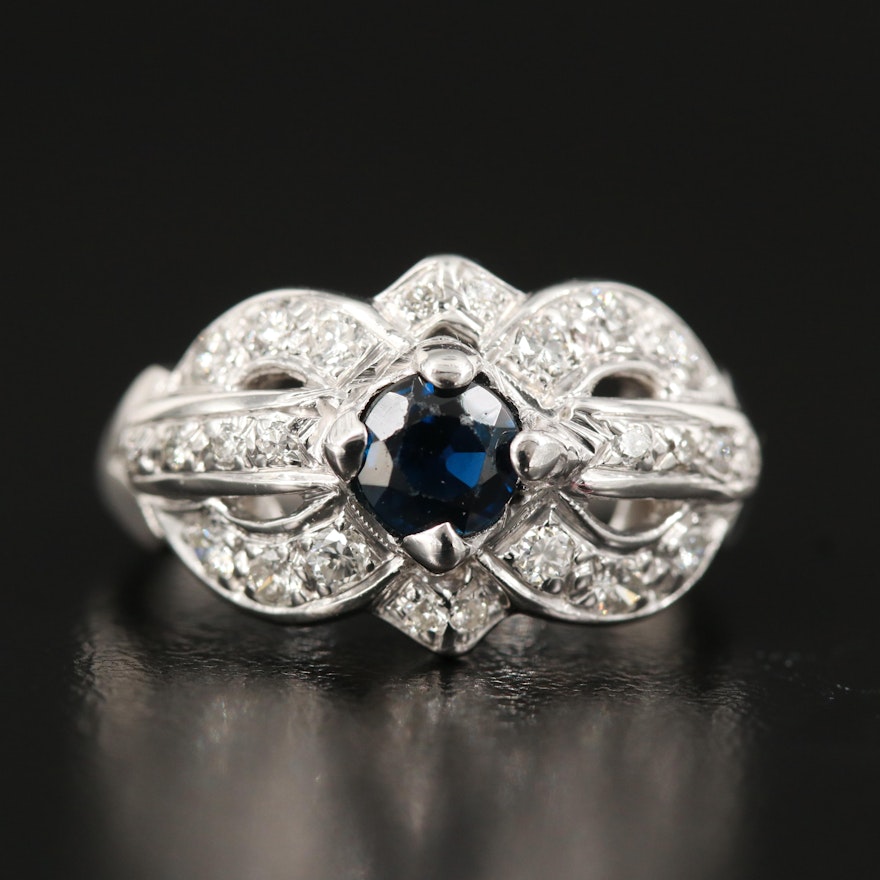 Vintage 14K Sapphire and Diamond Ring