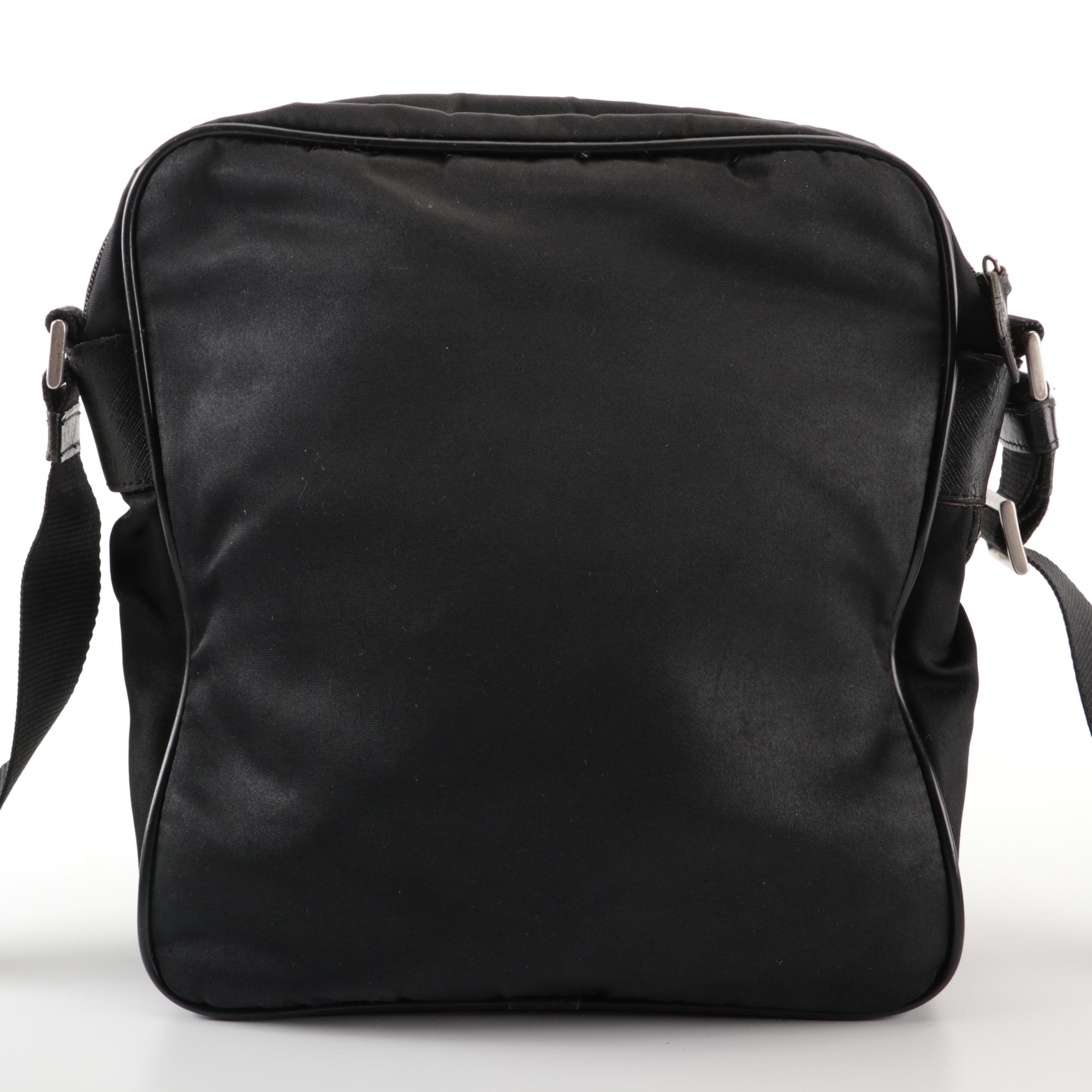 Prada Black Tessuto Nylon Crossbody Bag with Saffiano Leather Trim