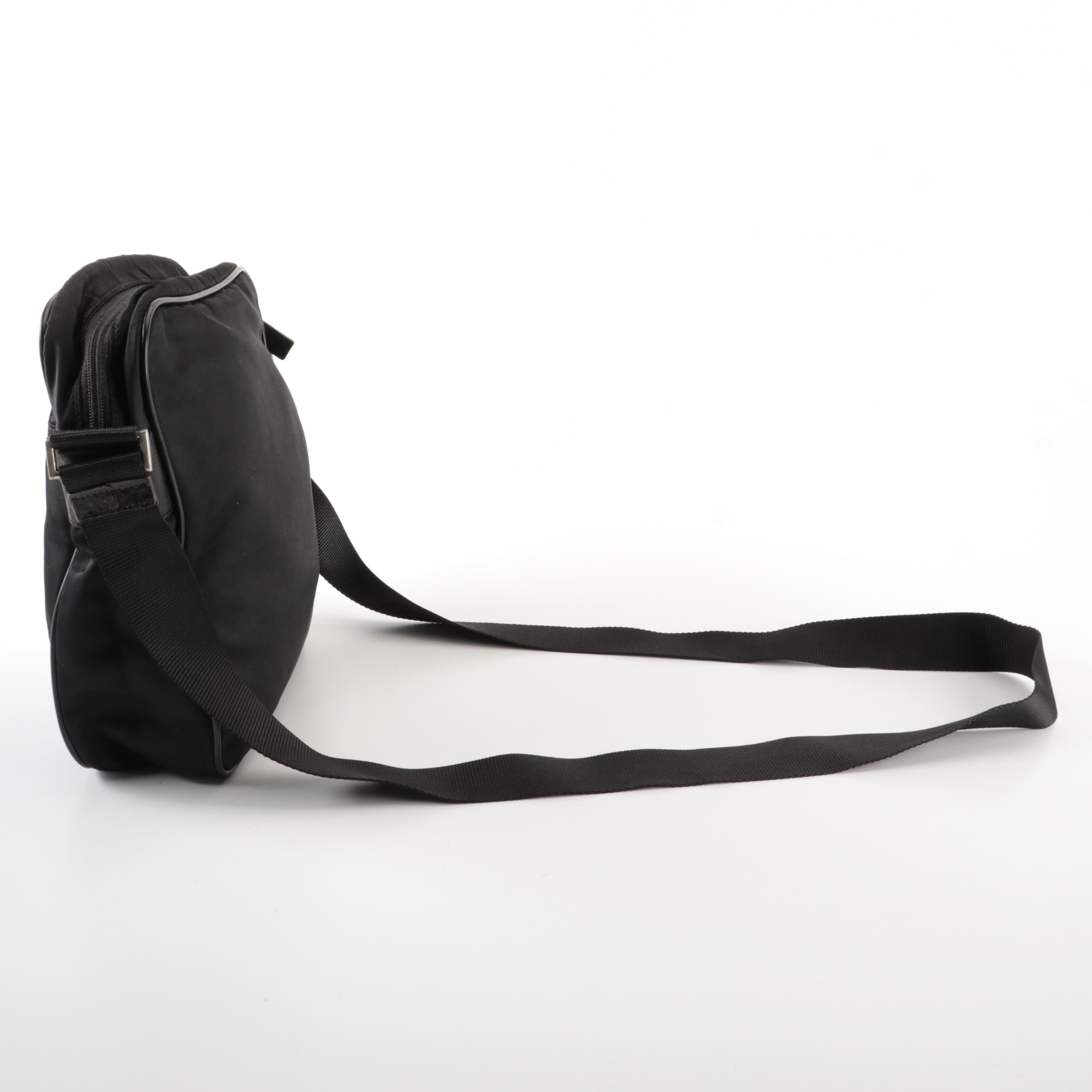 Prada Black Tessuto Nylon Crossbody Bag with Saffiano Leather Trim