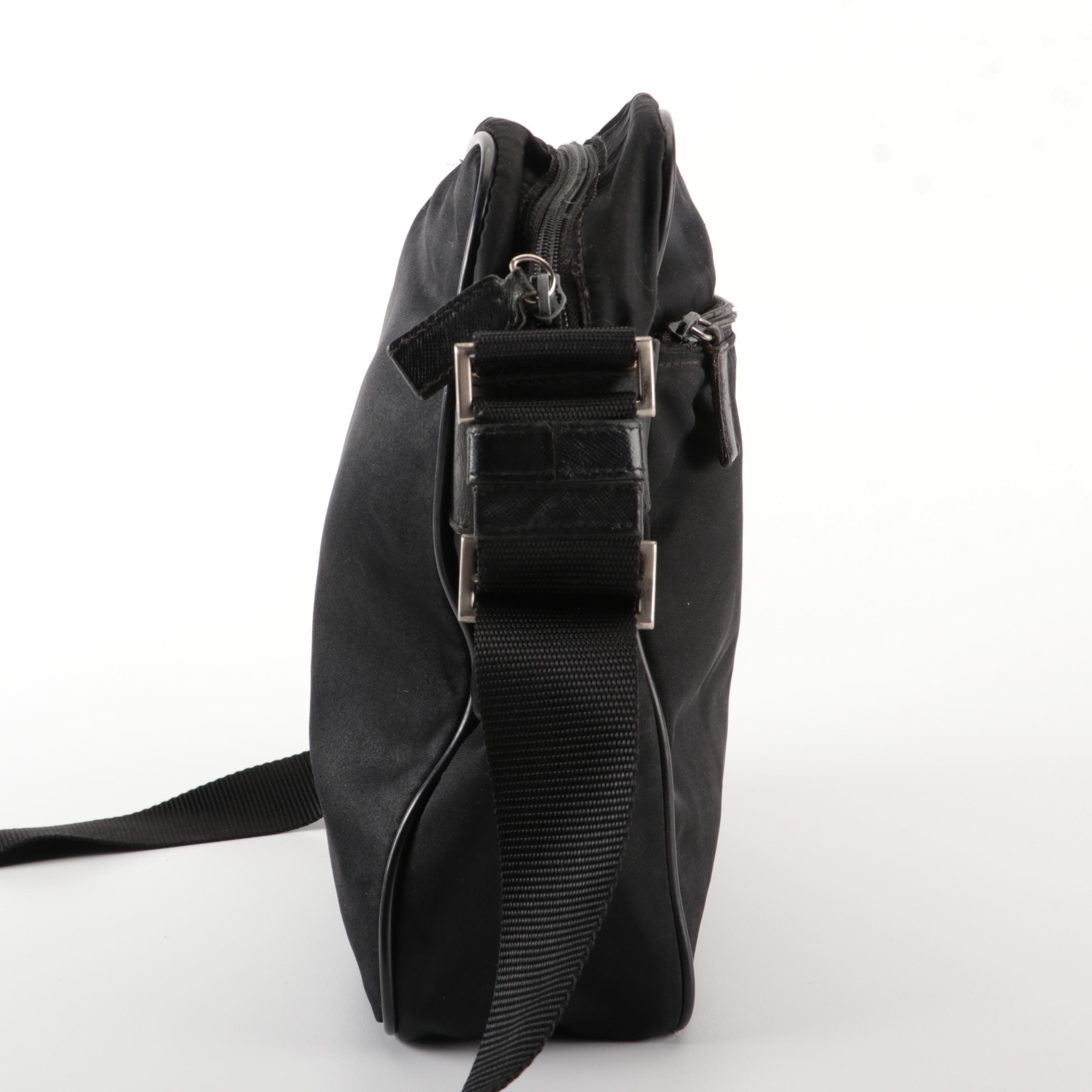 Prada Black Tessuto Nylon Crossbody Bag with Saffiano Leather Trim