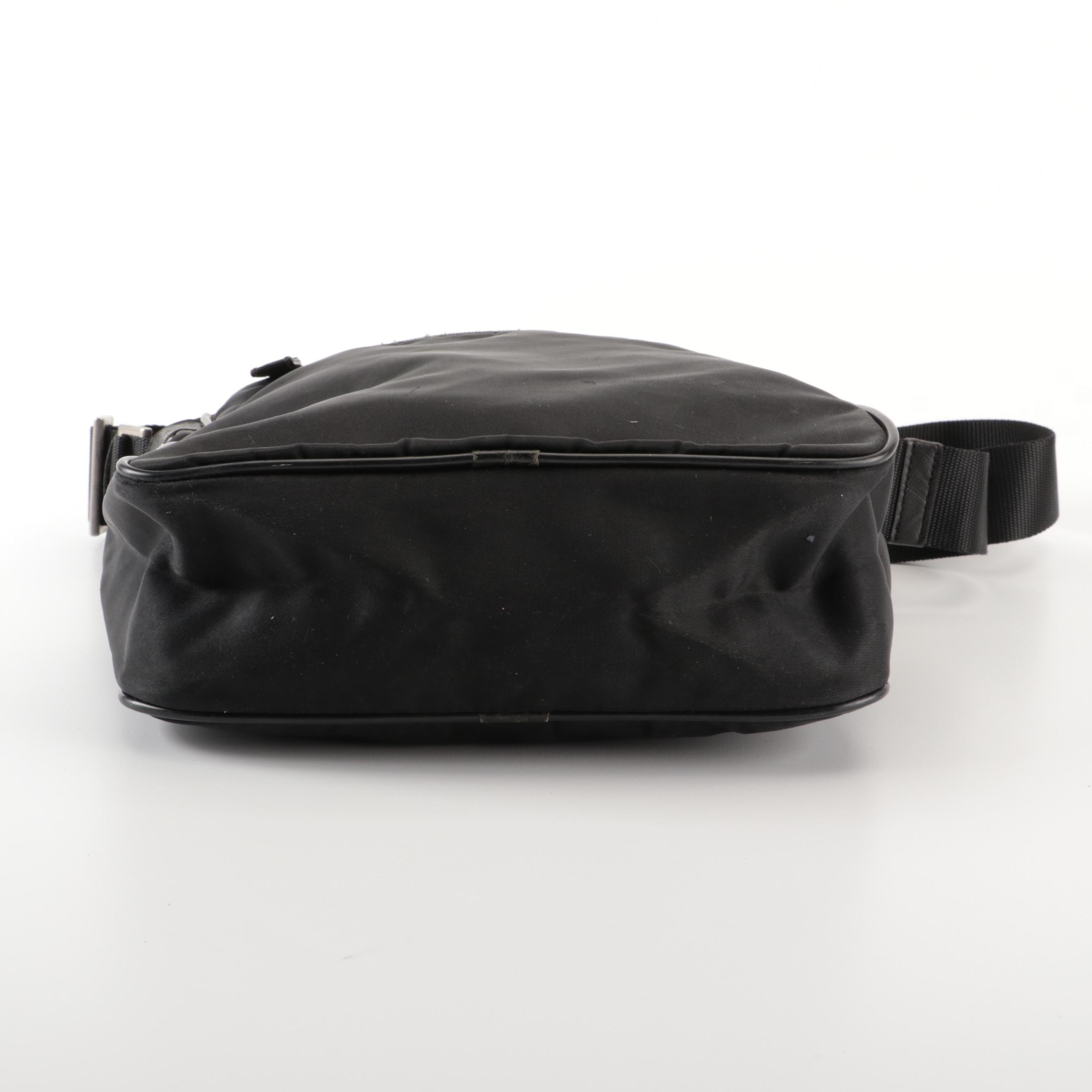 Prada Black Tessuto Nylon Crossbody Bag with Saffiano Leather Trim