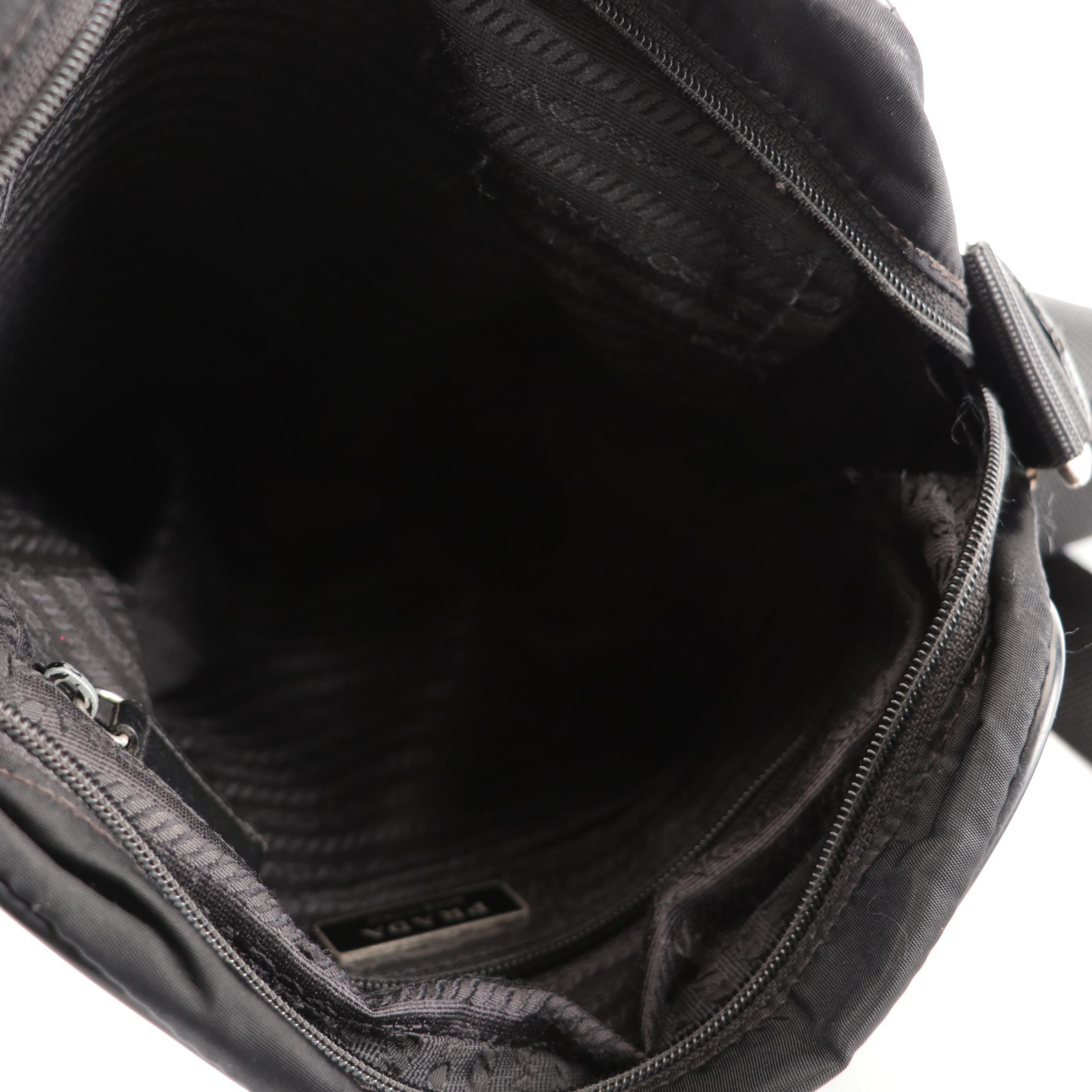 Prada Black Tessuto Nylon Crossbody Bag with Saffiano Leather Trim