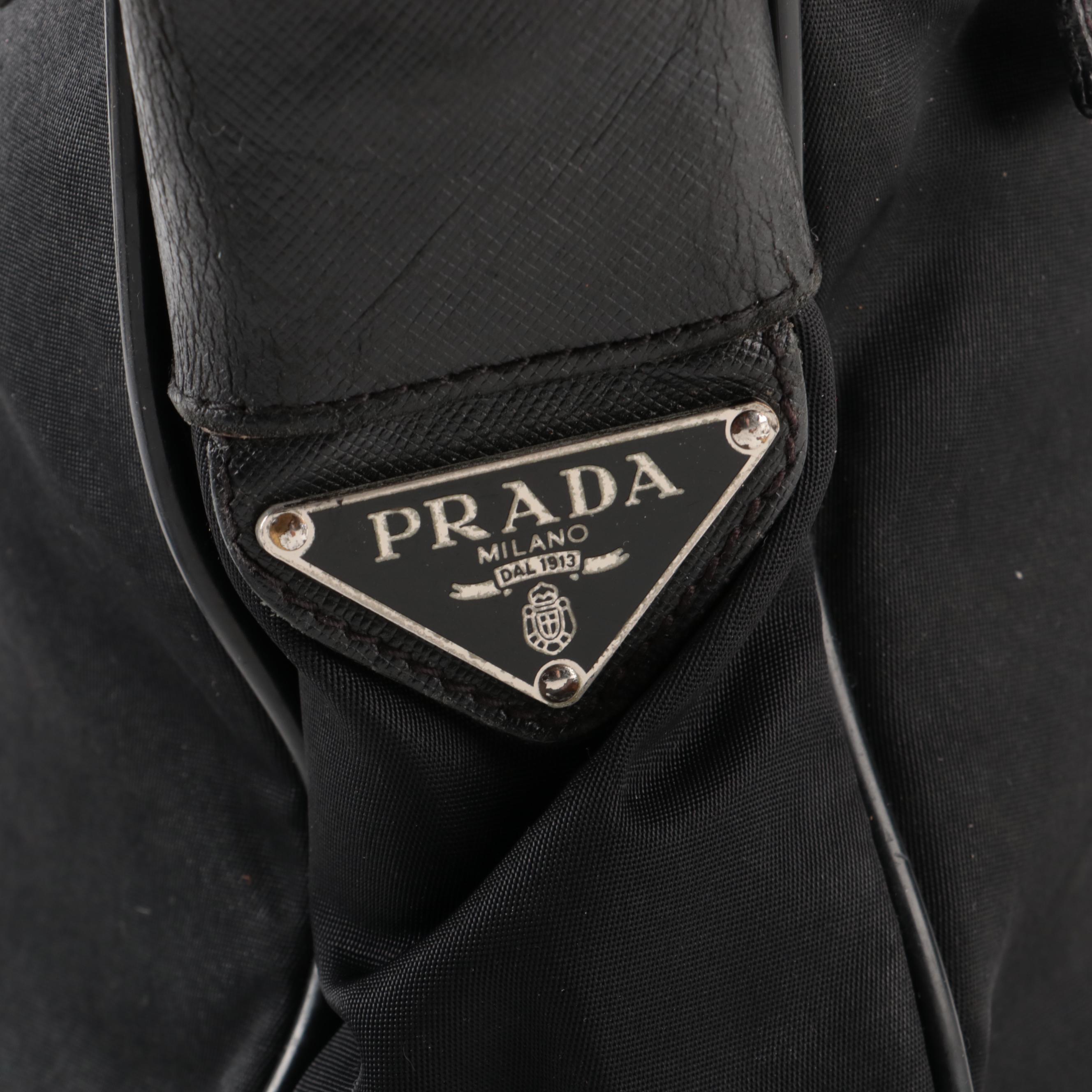 Prada Black Tessuto Nylon Crossbody Bag with Saffiano Leather Trim
