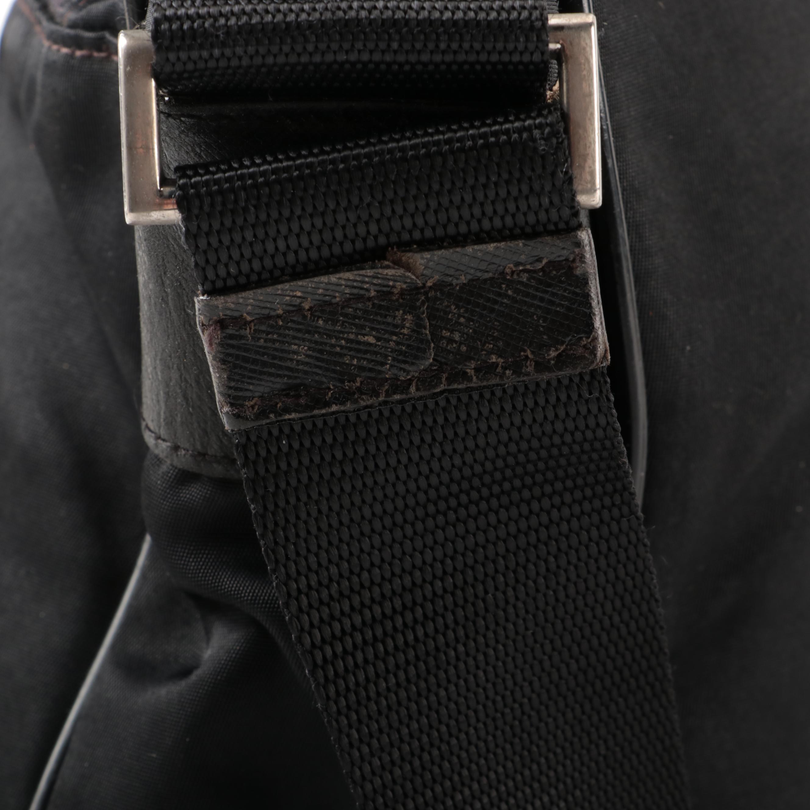 Prada Black Tessuto Nylon Crossbody Bag with Saffiano Leather Trim