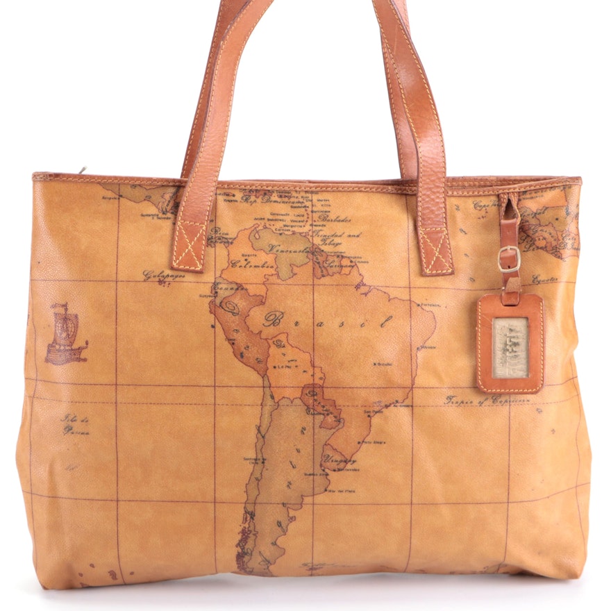 Alviero Martini 1ª Classe Tote Bag in Coated Canvas and Leather