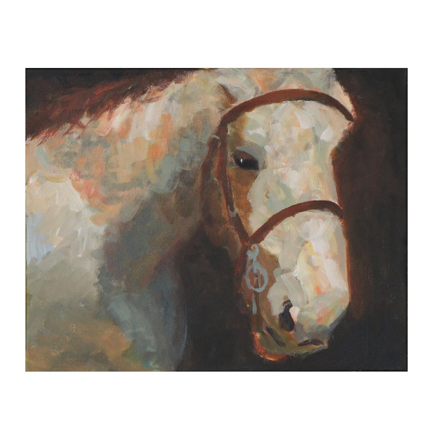 Elle Raines Equine Portrait Acrylic Painting