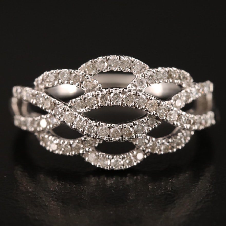 Sterling Diamond Woven Ring