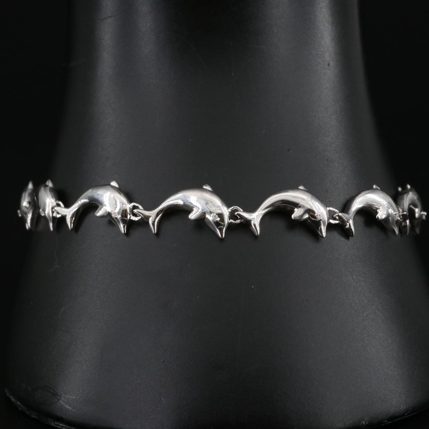 Sterling Diamond Dolphin Bracelet