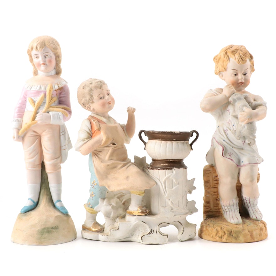 German and Other Bisque Porcelain Figurines, Early to Mid 20th C.