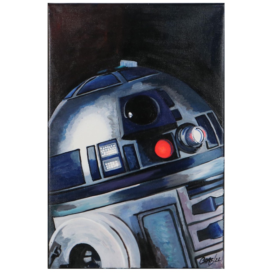 Chris Cargill Acrylic Painting of R2-D2, 21st Century