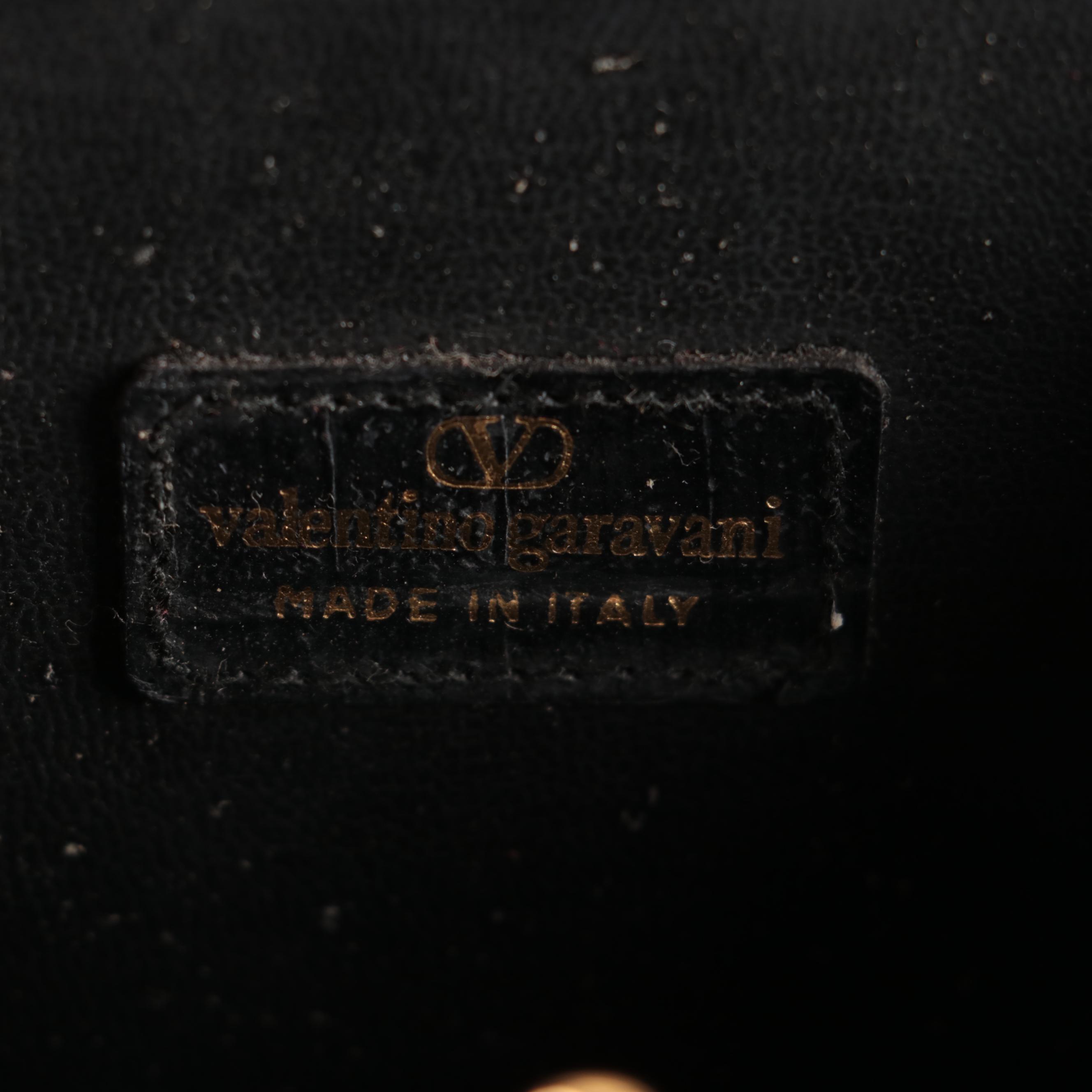 Valentino Small Top-Handle Frame Bag in Black Caiman Crocodile