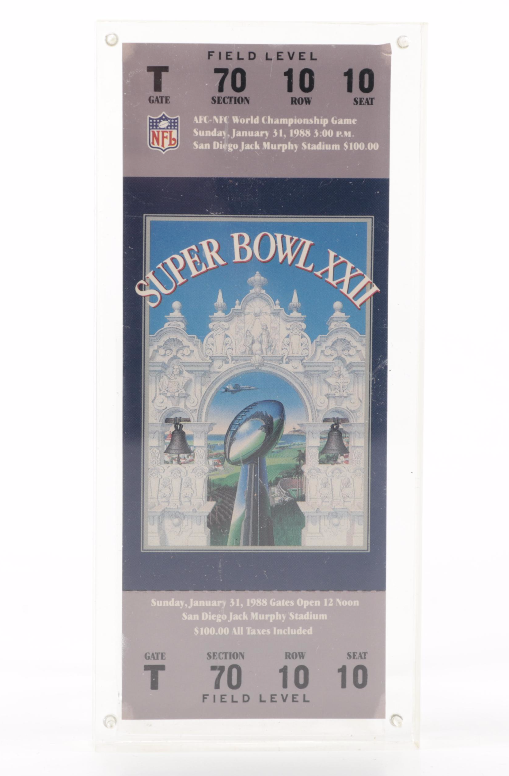 1987 and 1988 NFL Super Bowl Game Football Ticket Stubs