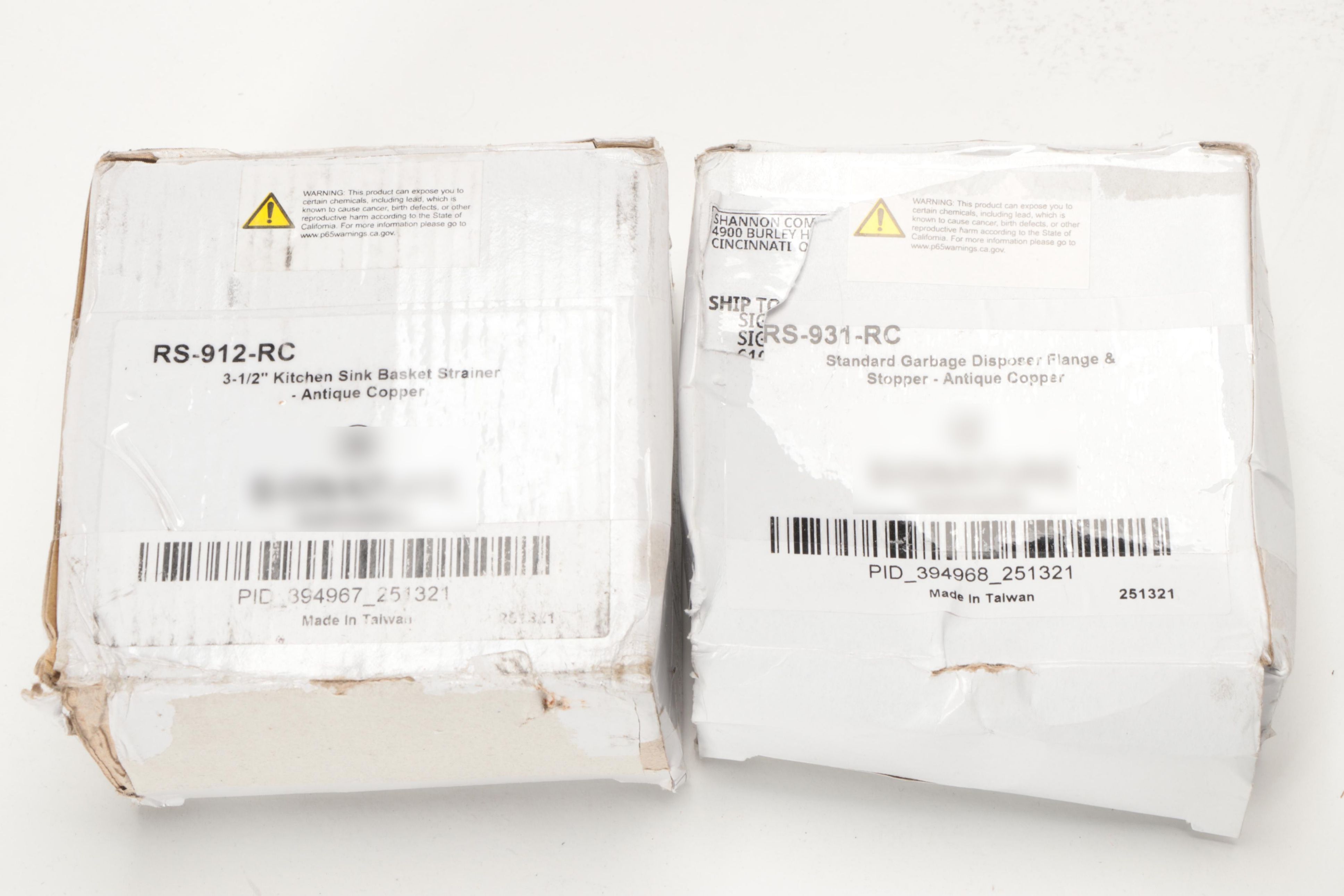 Copper Finish Double Basin Sink, Disposer Flange Stopper, Basket Strainer