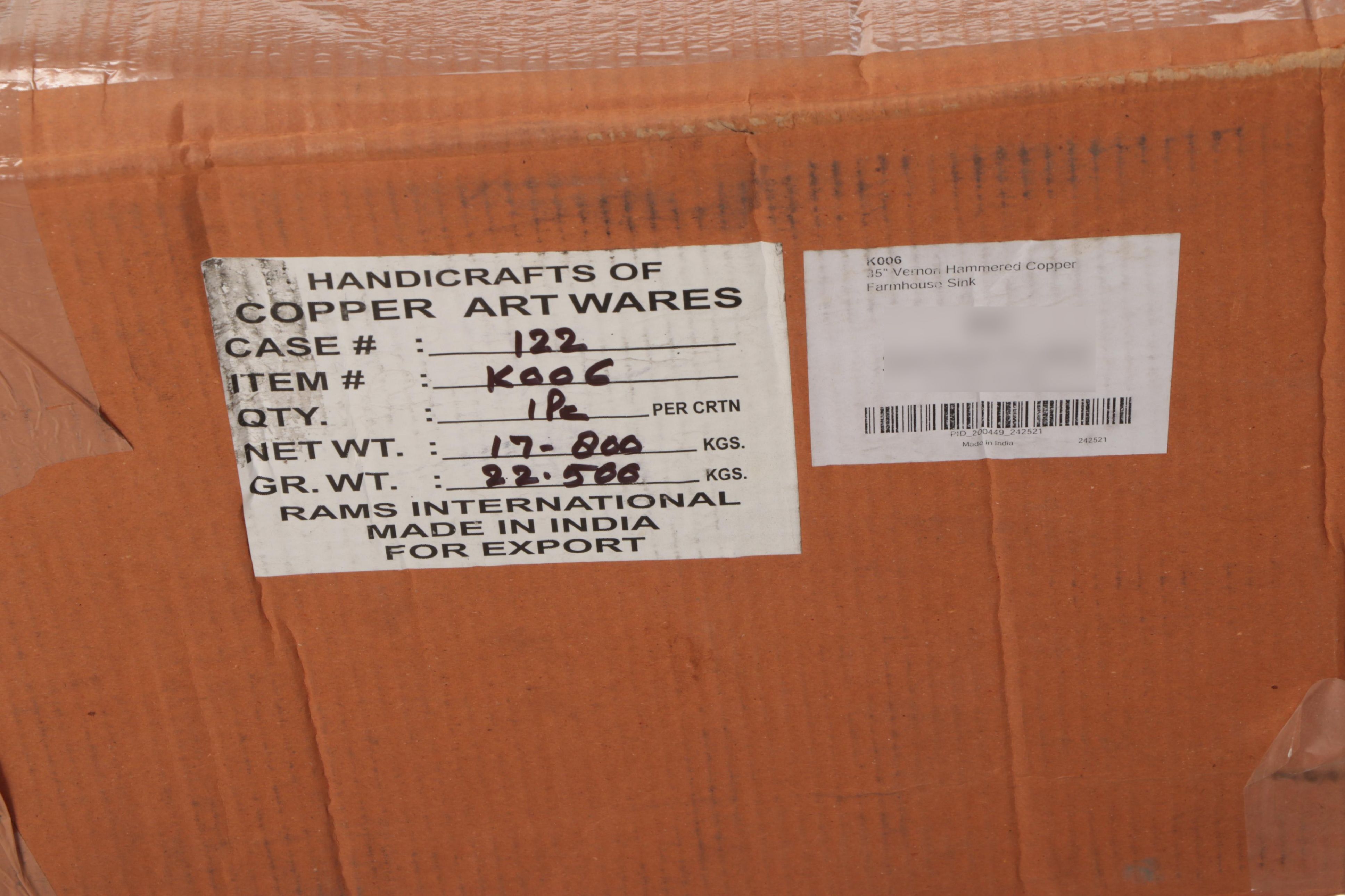 Copper Finish Double Basin Sink, Disposer Flange Stopper, Basket Strainer