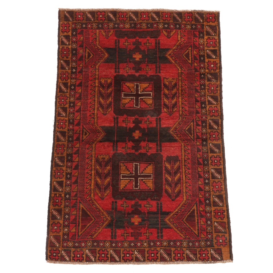 3'9 x 5'9 Hand-Knotted Afghan Baluch Area Rug