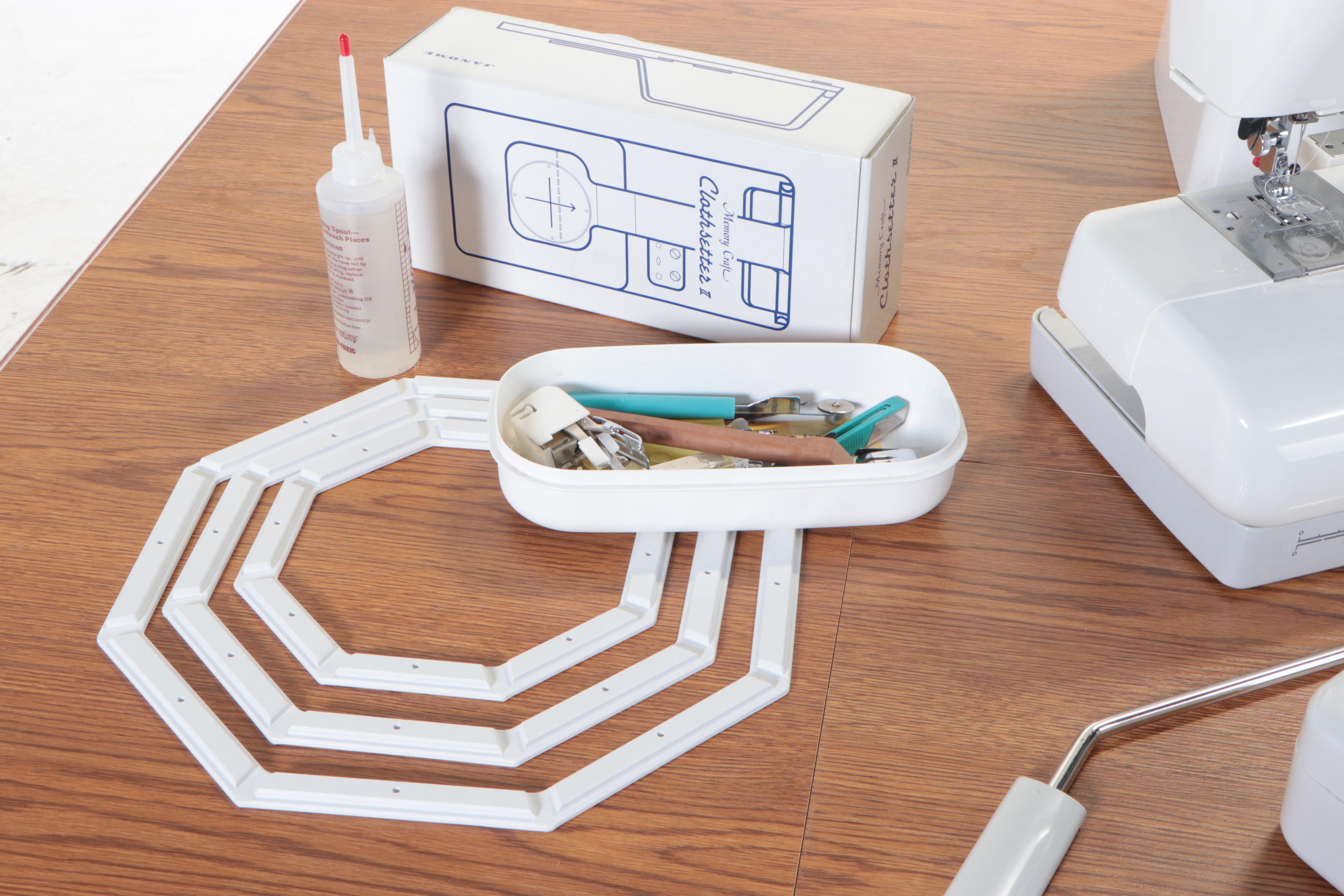 Janome Memory Craft 9000 Sewing Machine with Oak Grained Laminate Work Station