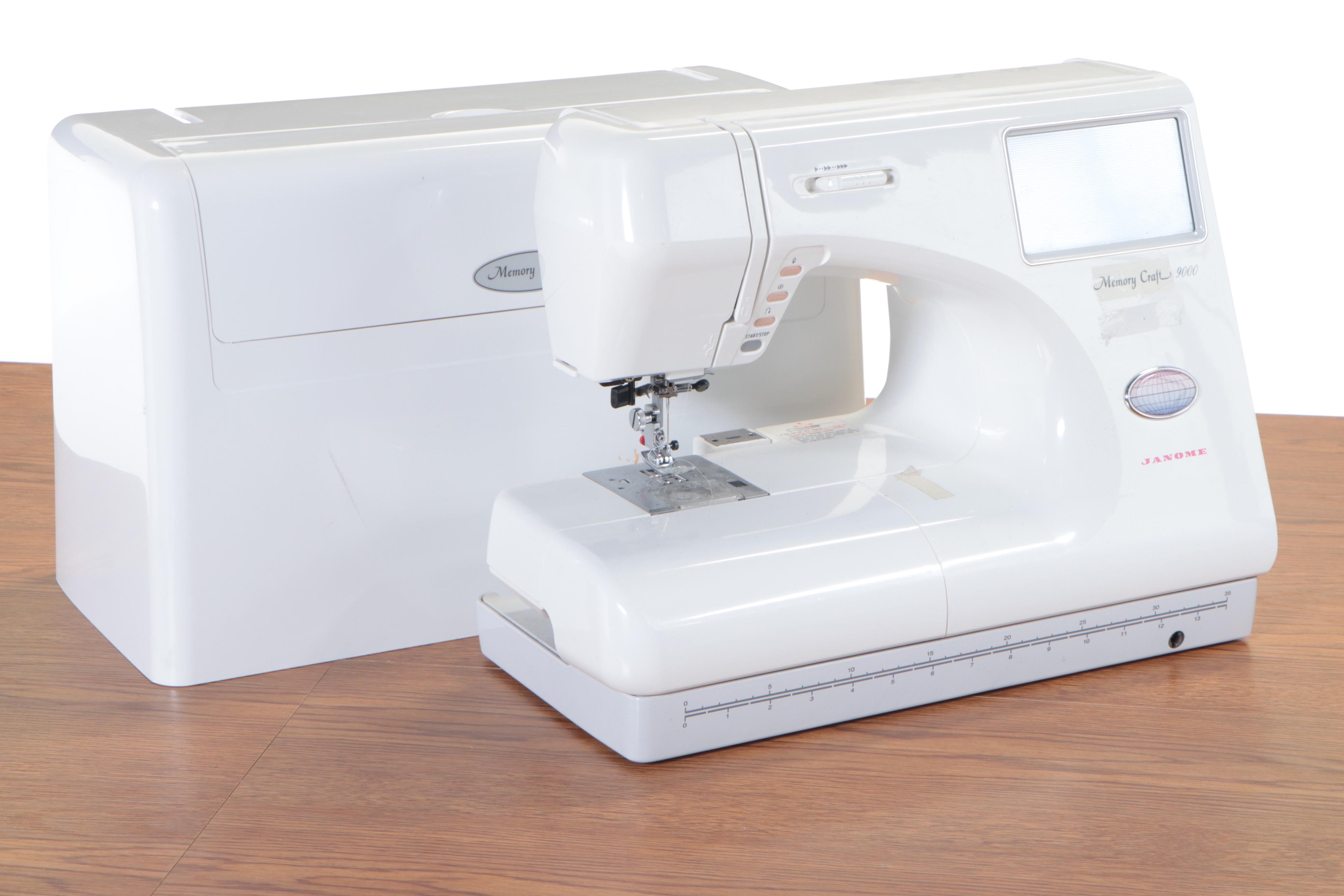 Janome Memory Craft 9000 Sewing Machine with Oak Grained Laminate Work Station