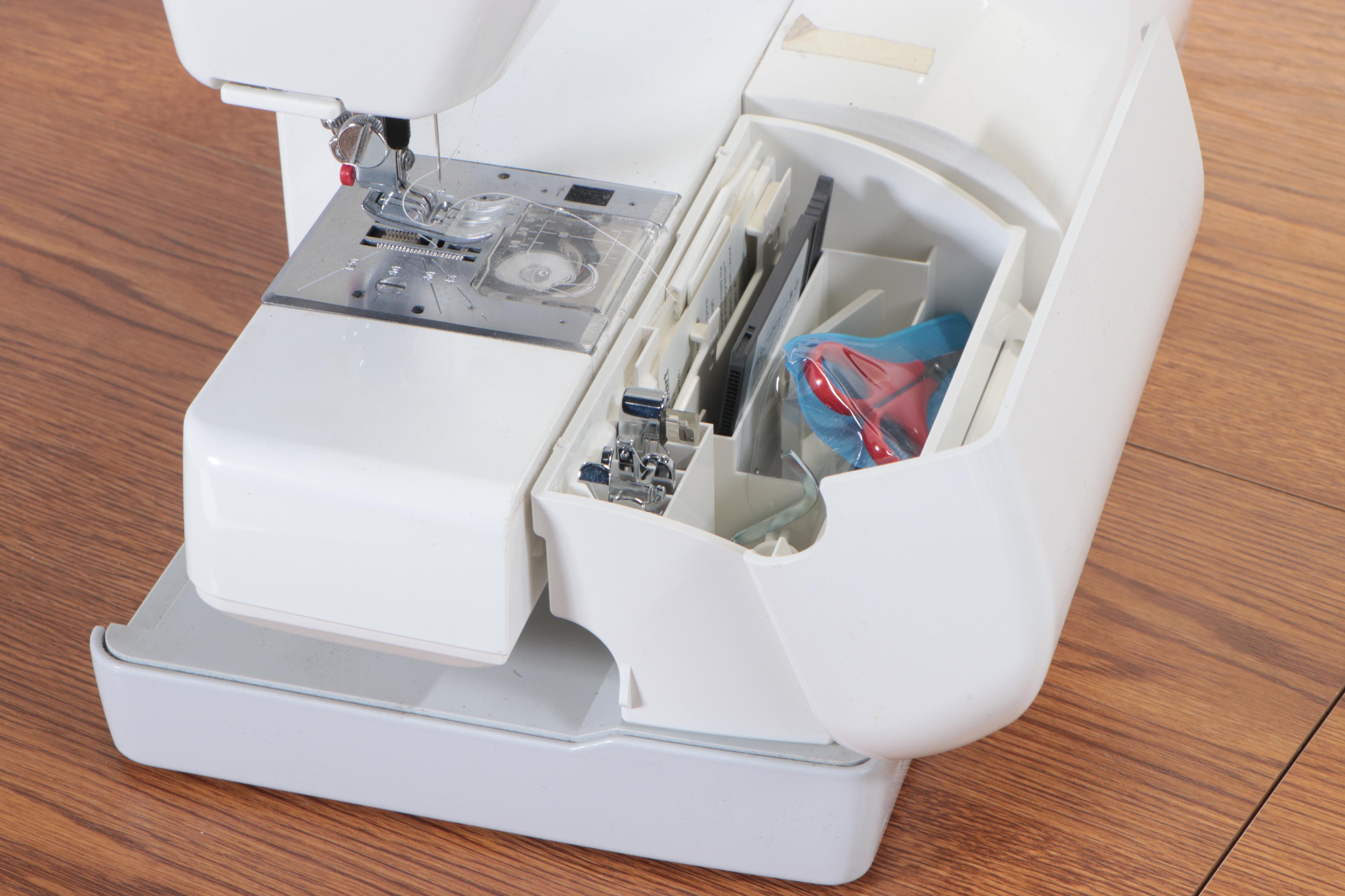 Janome Memory Craft 9000 Sewing Machine with Oak Grained Laminate Work Station