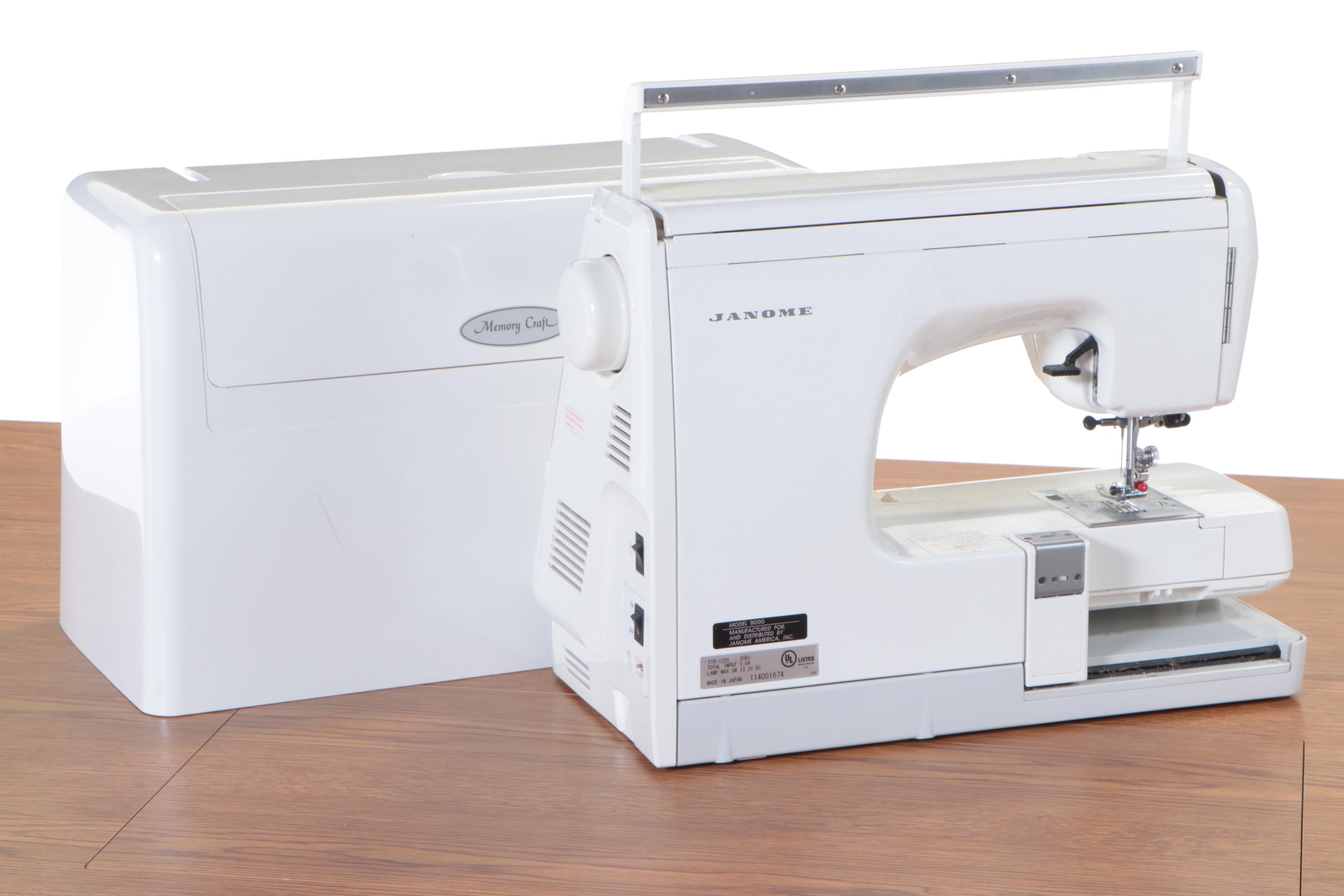 Janome Memory Craft 9000 Sewing Machine with Oak Grained Laminate Work Station