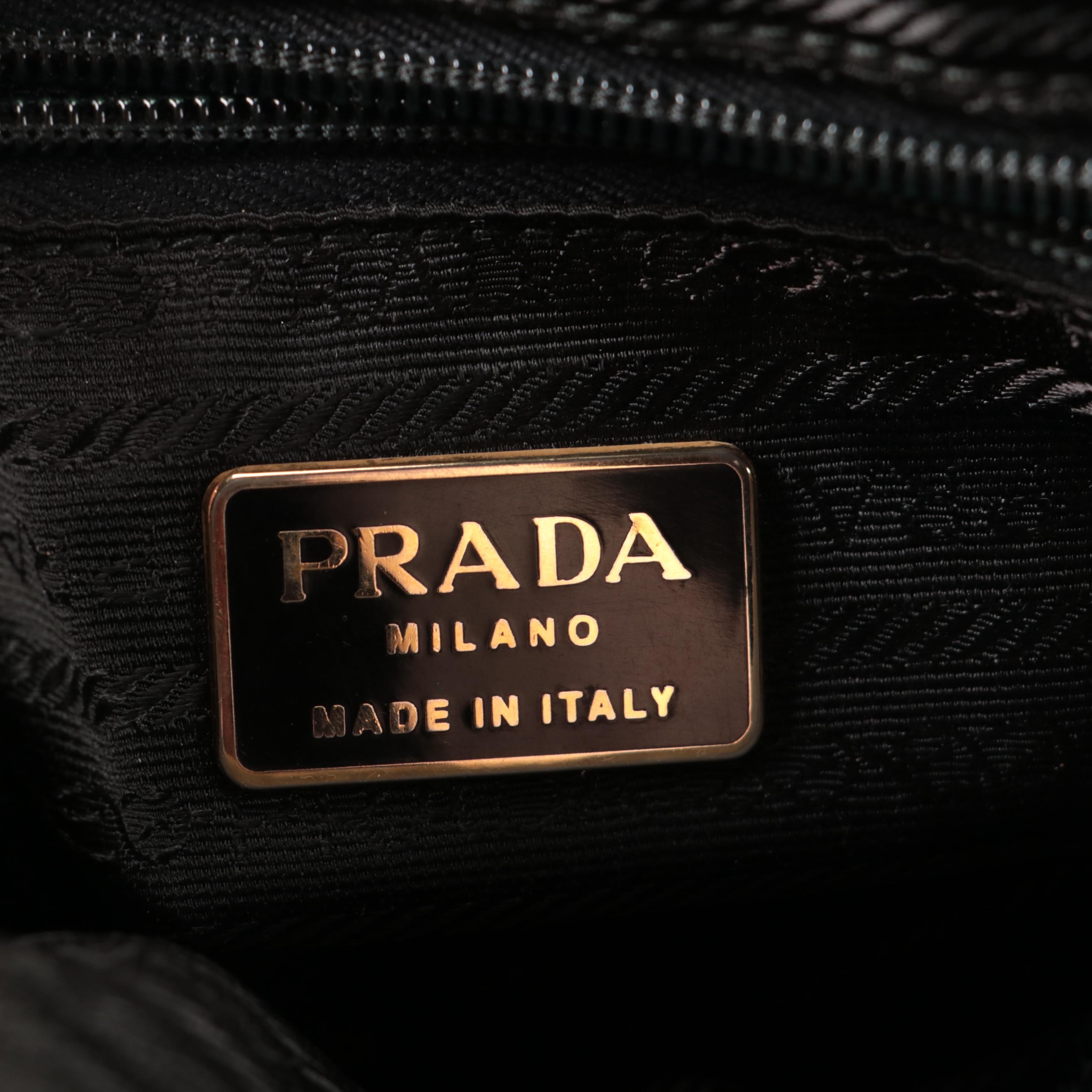 Prada Small Shoulder Bag in Black Nylon Tessuto and Black Leather