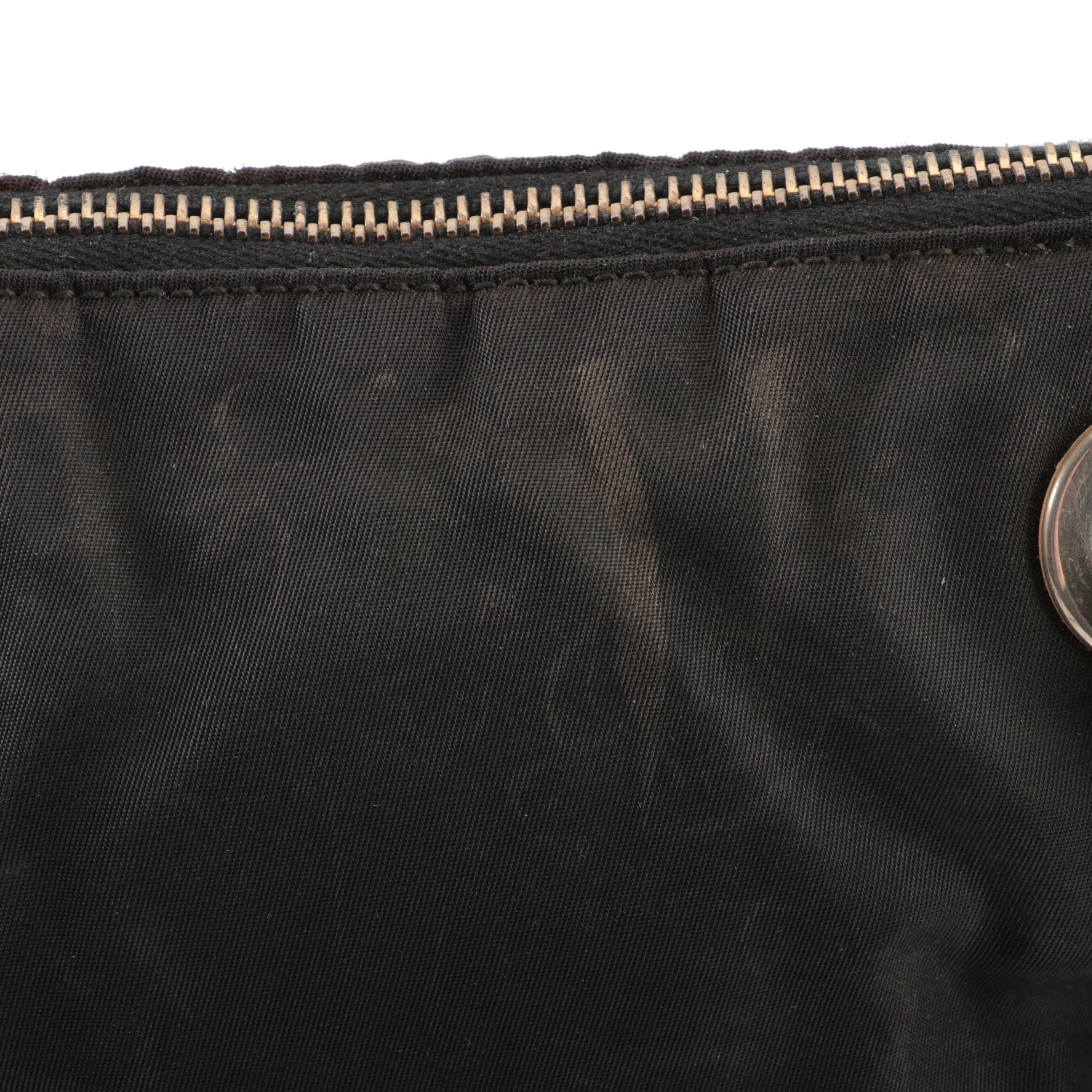 Prada Small Shoulder Bag in Black Nylon Tessuto and Black Leather