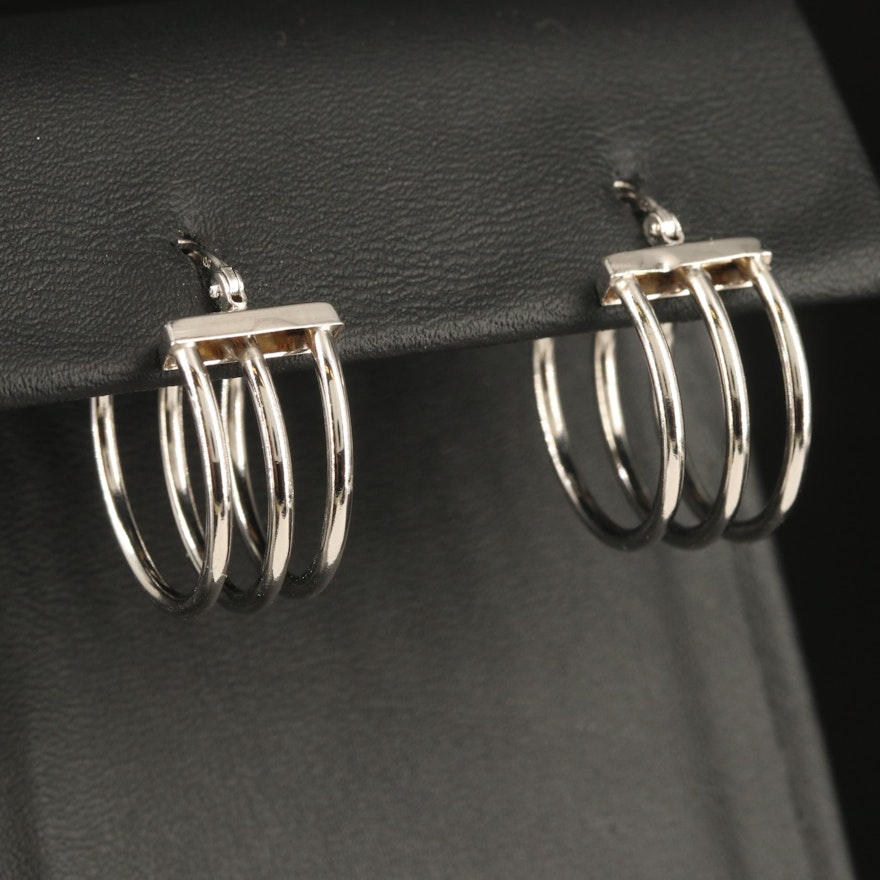 Italian 14K Triple Hoop Earrings