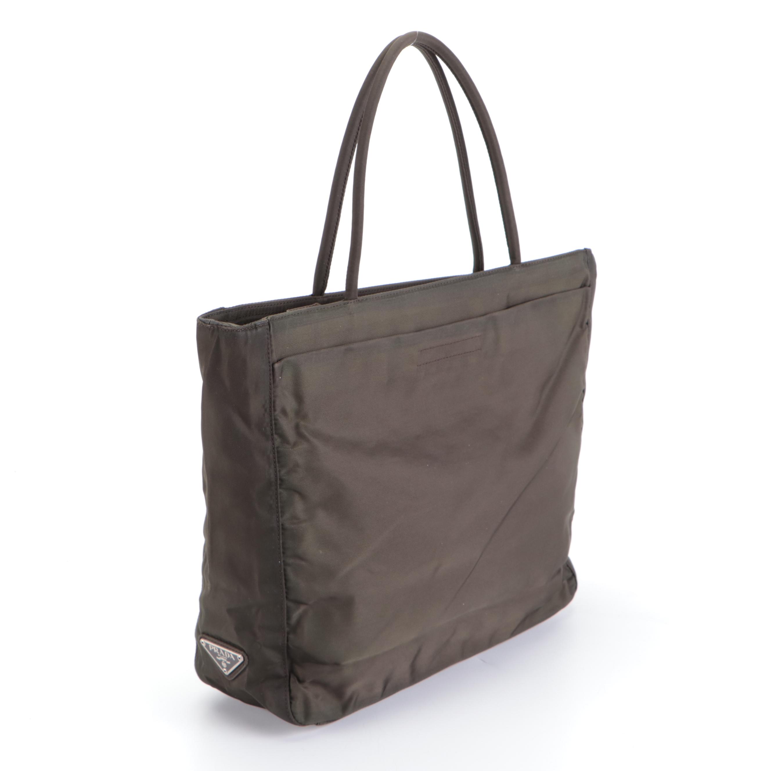 Prada Small Tote Bag in Dark Green Nylon Tessuto