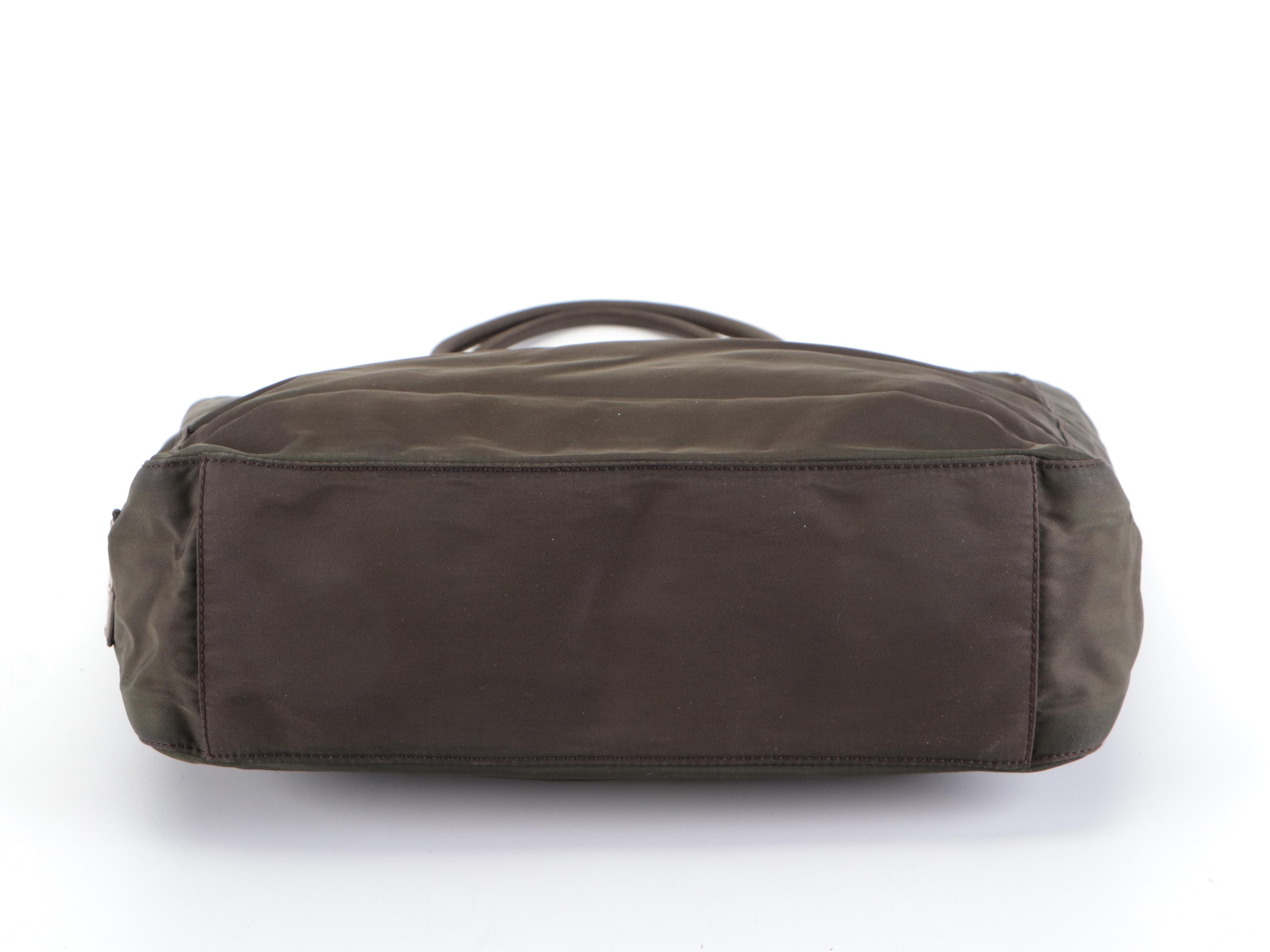 Prada Small Tote Bag in Dark Green Nylon Tessuto