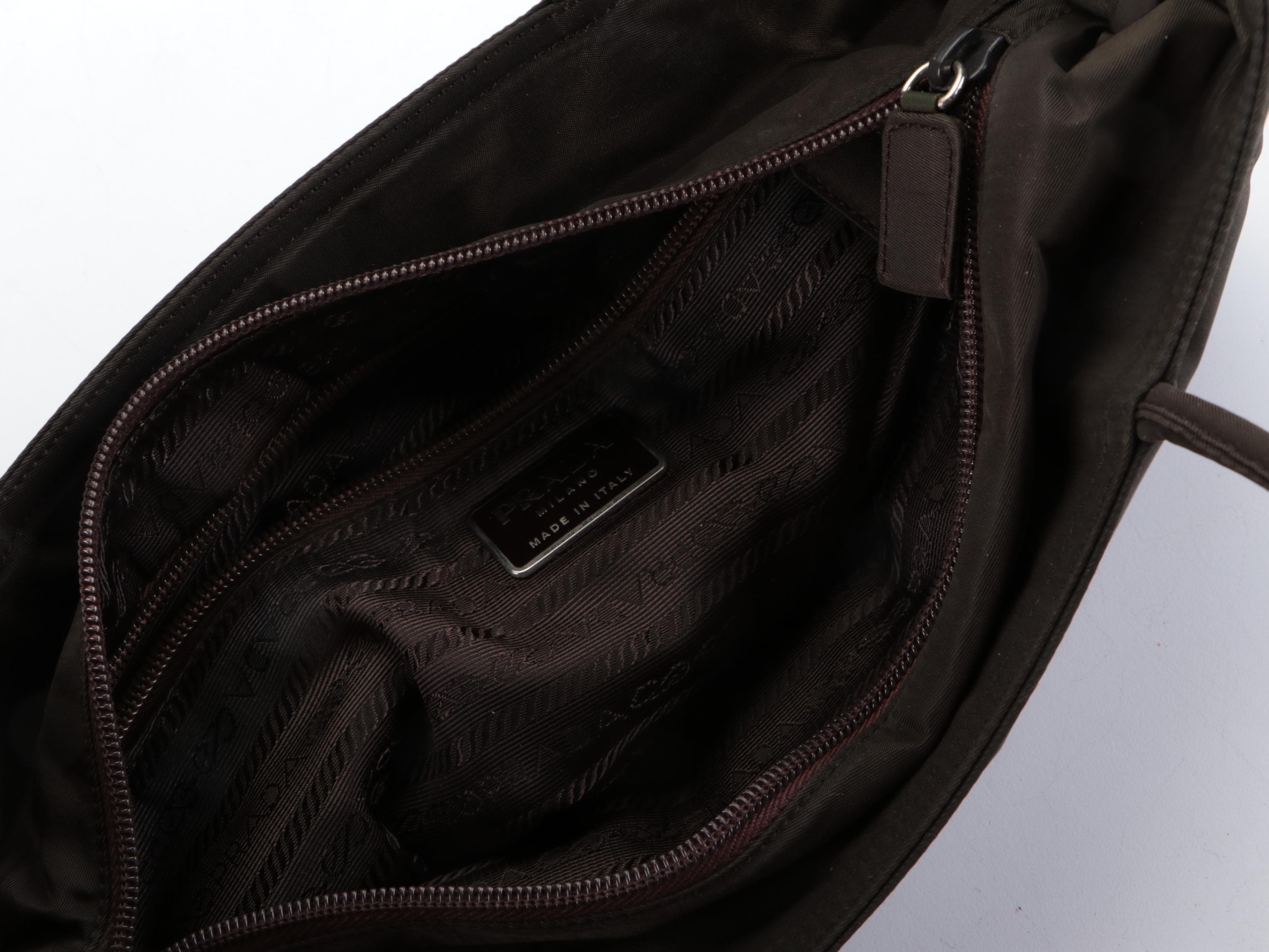 Prada Small Tote Bag in Dark Green Nylon Tessuto