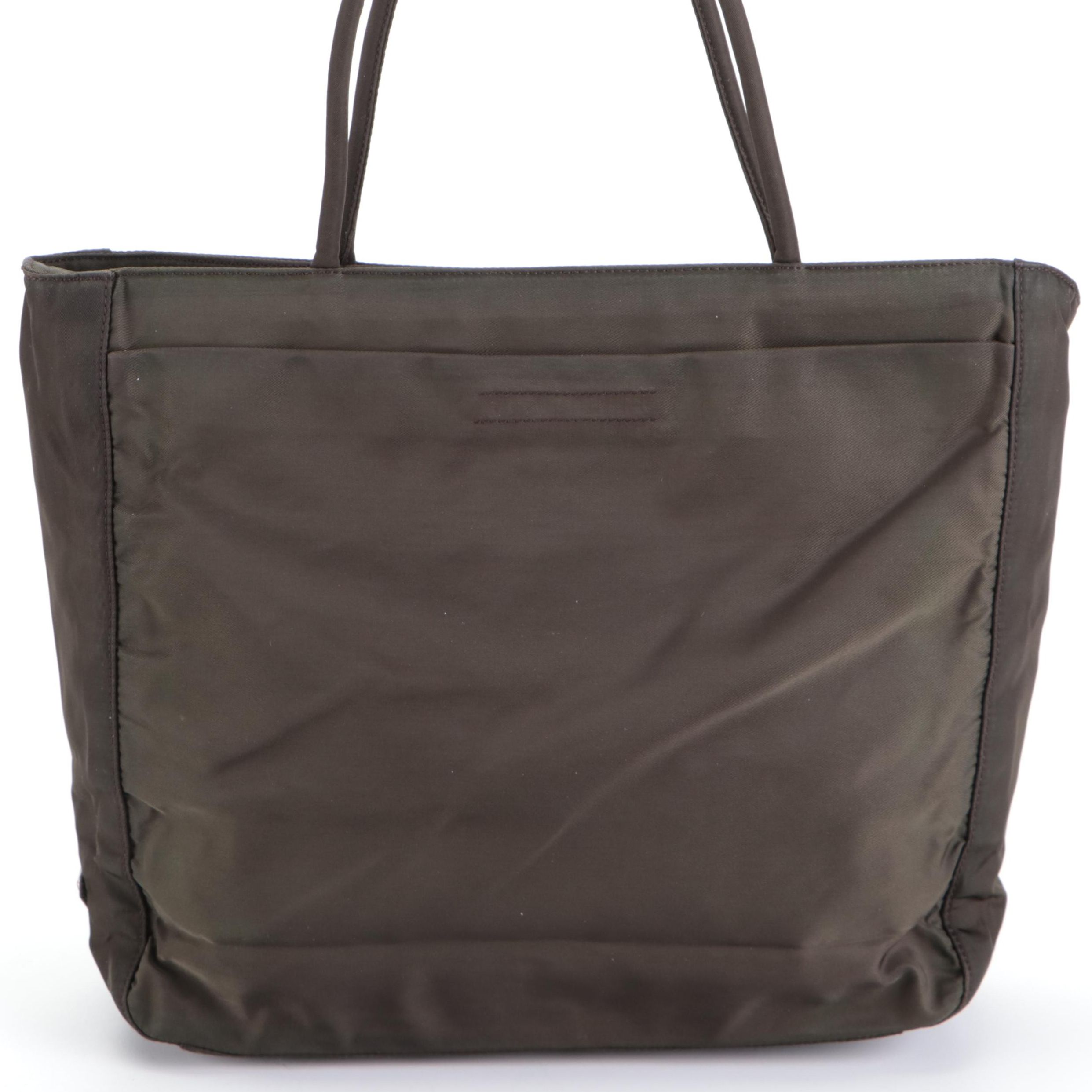 Prada Small Tote Bag in Dark Green Nylon Tessuto