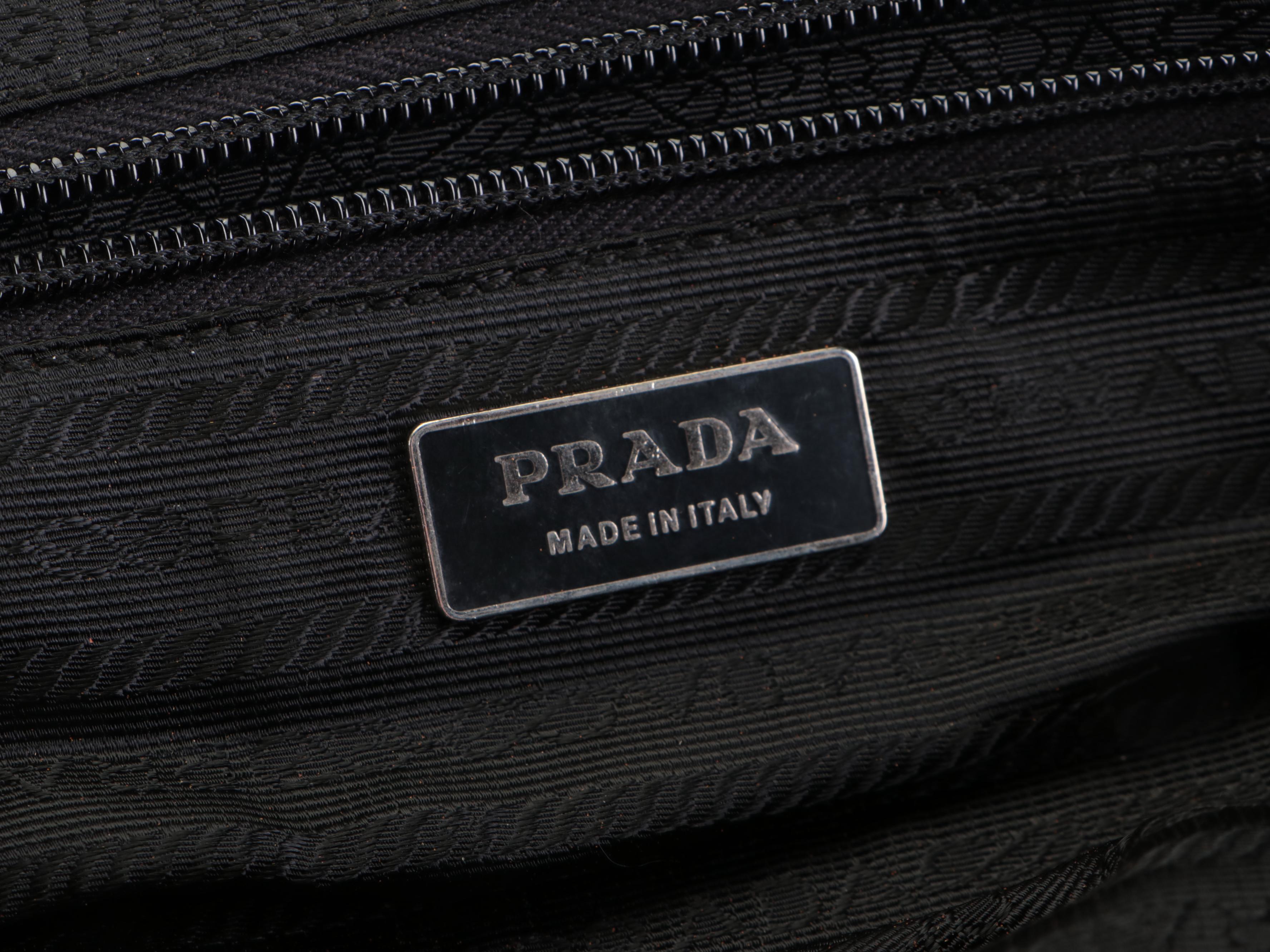 Prada Small Bowler Bag in Nylon Tessuto and Smooth Purple Leather
