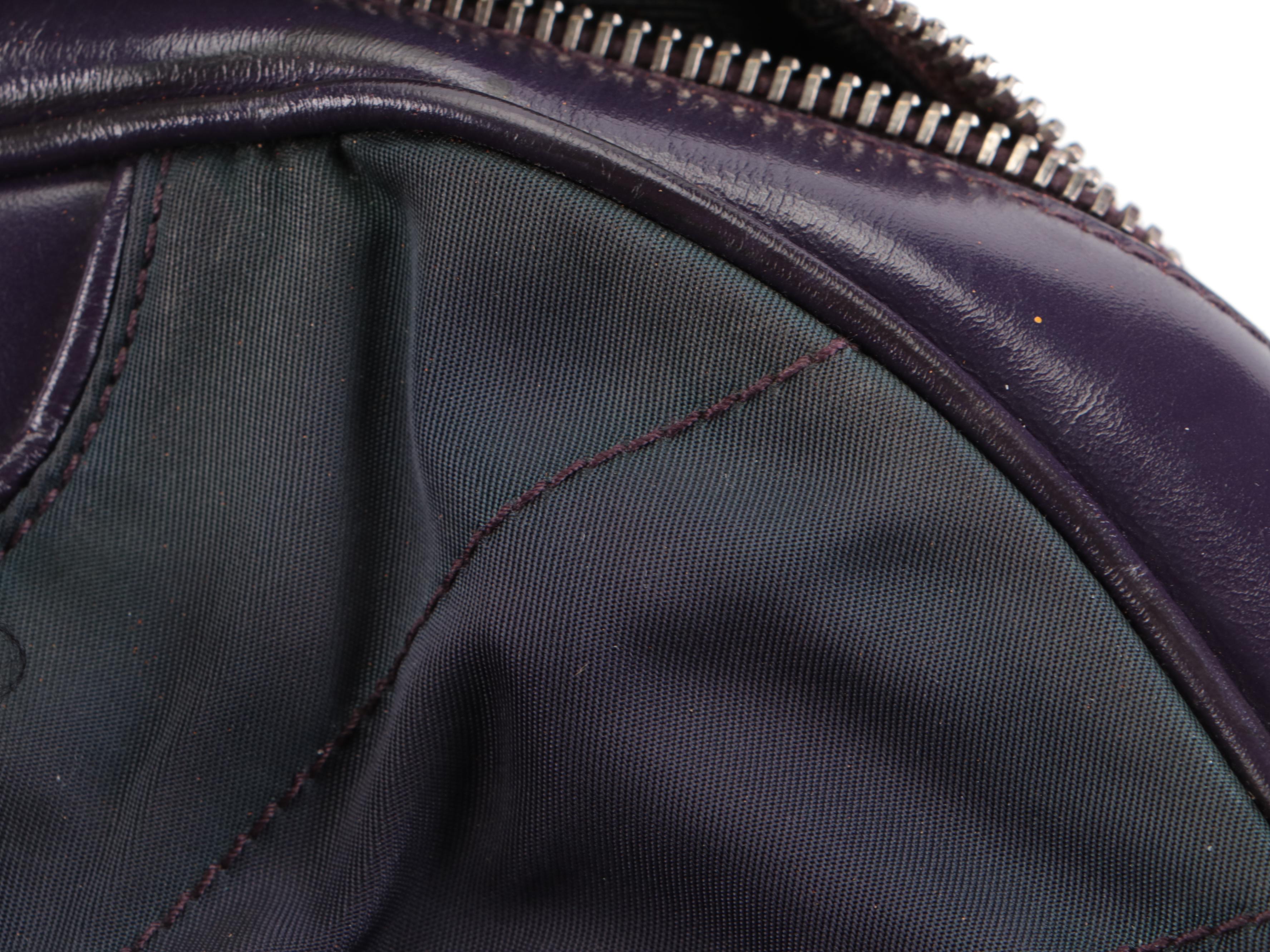 Prada Small Bowler Bag in Nylon Tessuto and Smooth Purple Leather