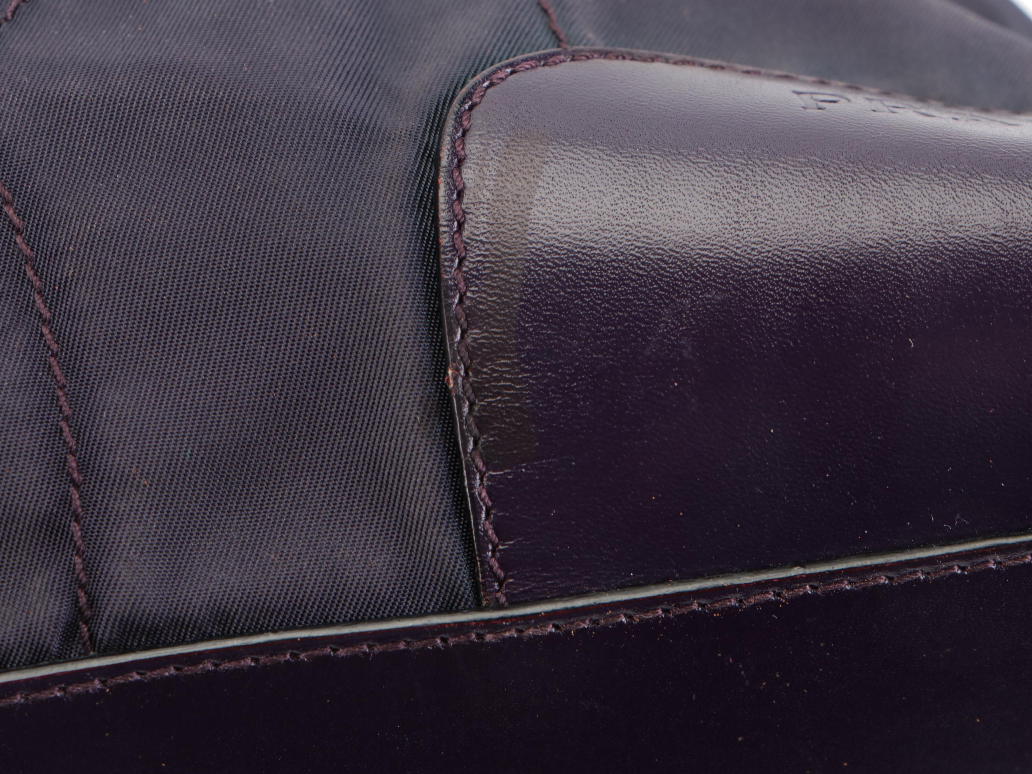 Prada Small Bowler Bag in Nylon Tessuto and Smooth Purple Leather