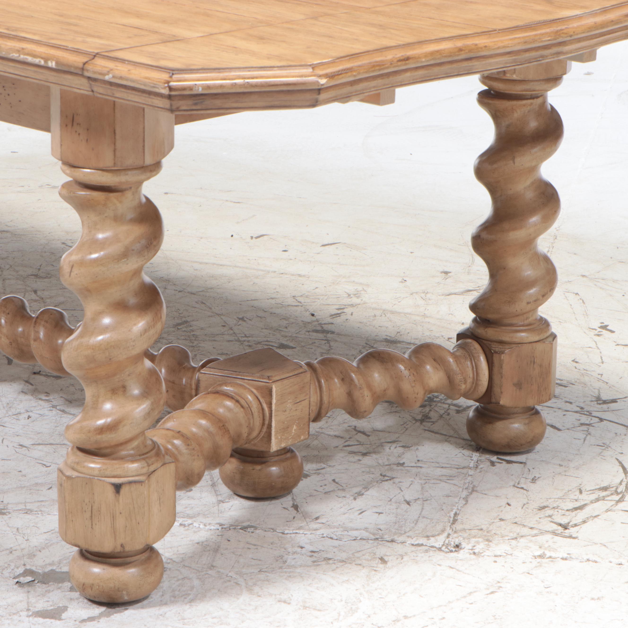Bernhardt Beige Pickled Oak Dining Table