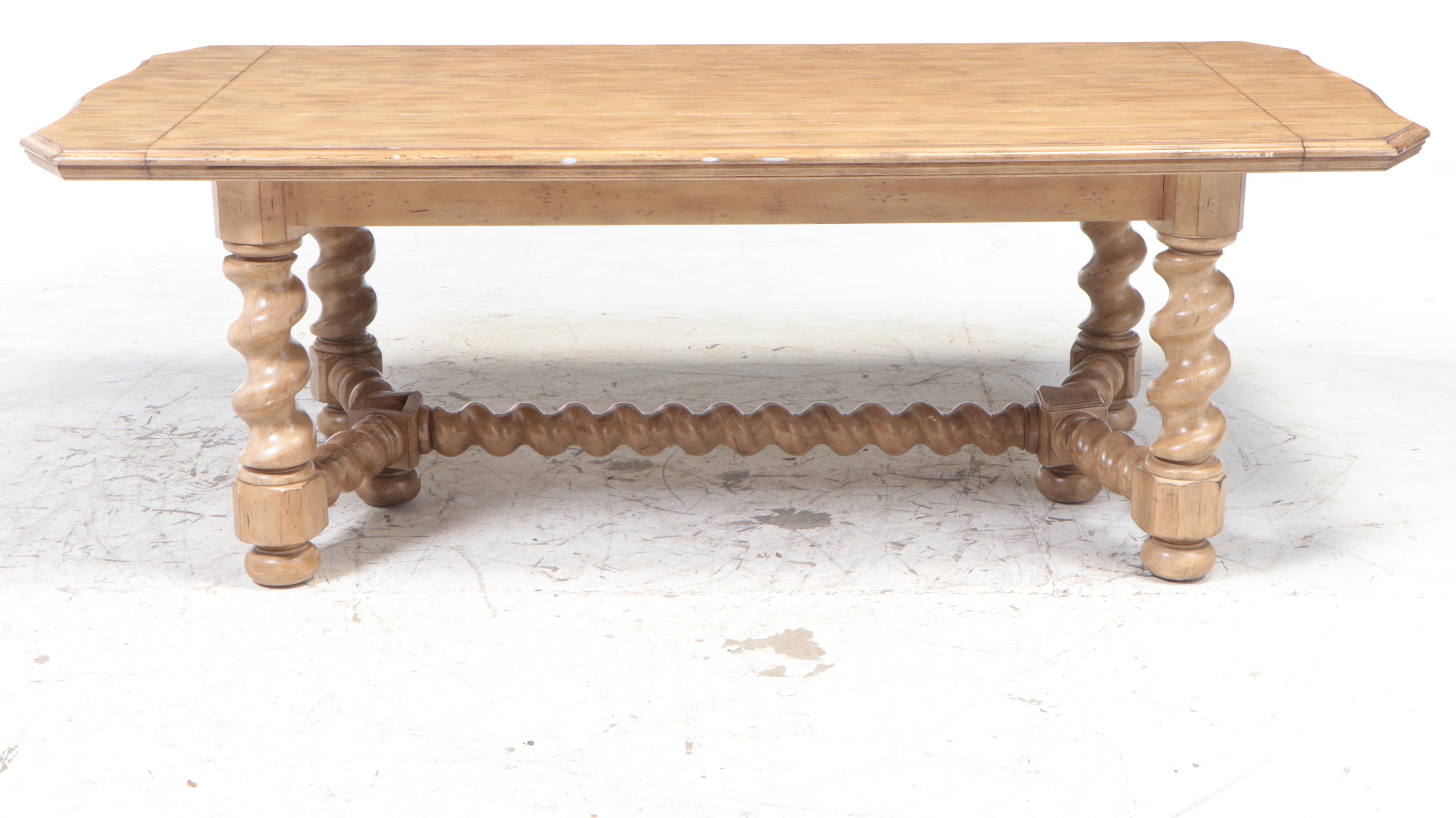 Bernhardt Beige Pickled Oak Dining Table