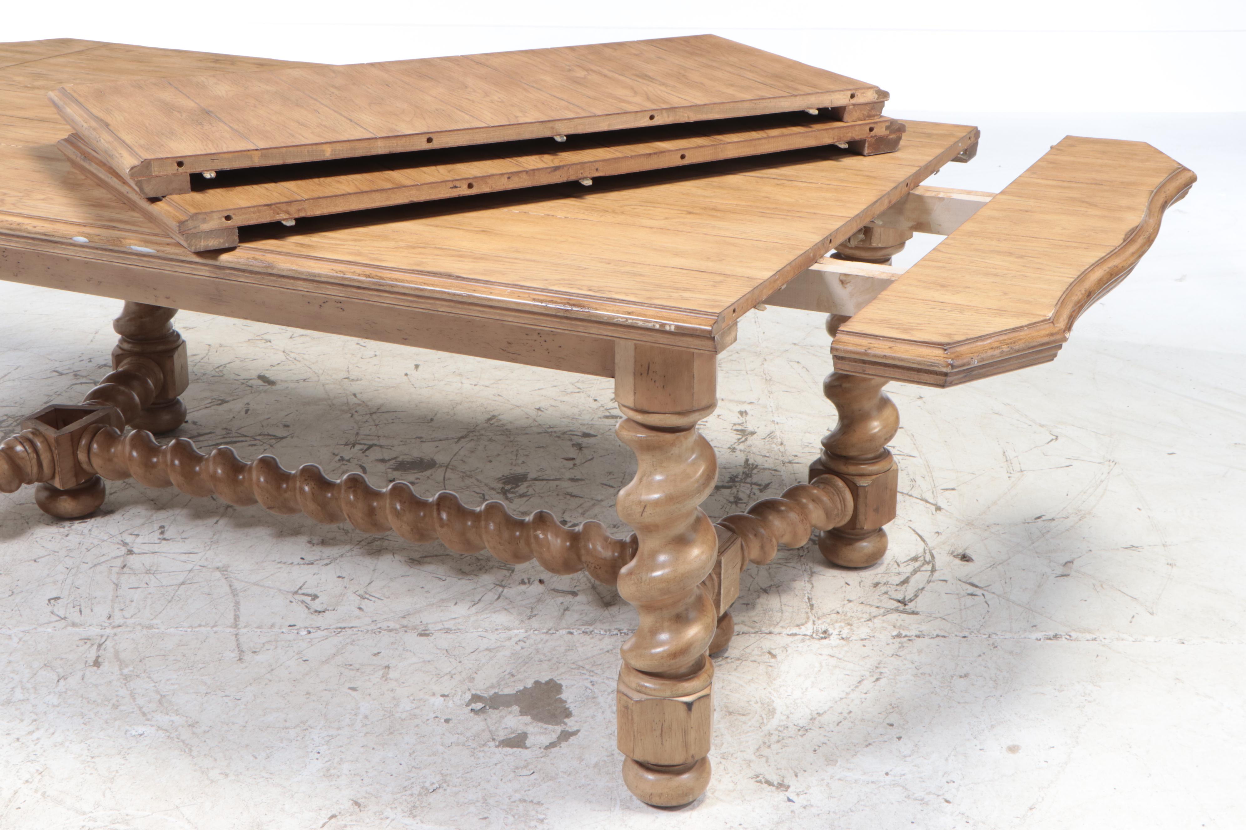 Bernhardt Beige Pickled Oak Dining Table