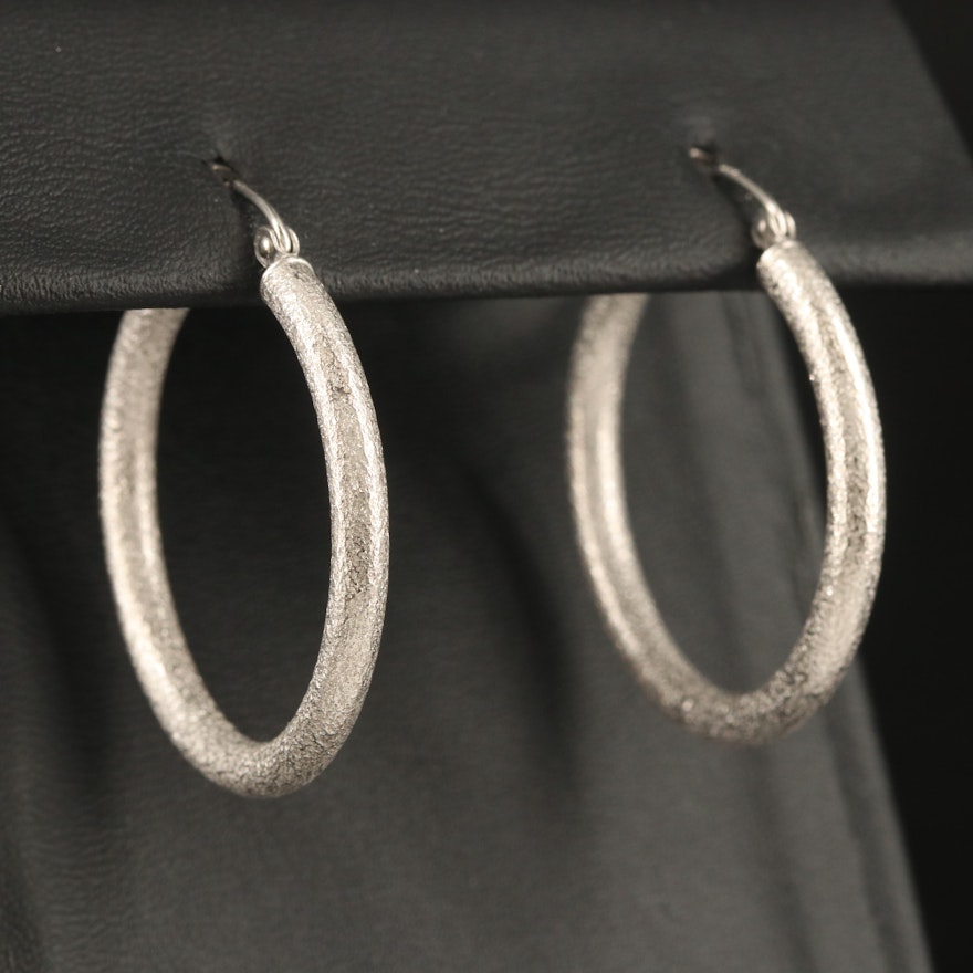 14K Textured Hoop Earrings