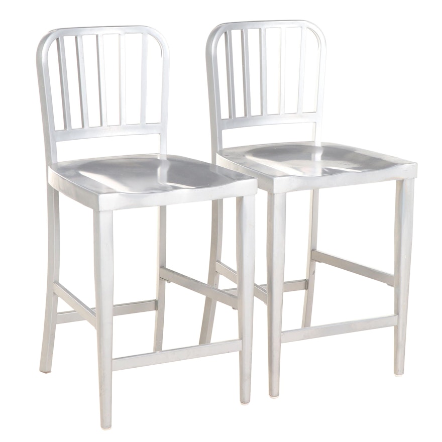 Pair of Hammary Furniture for Cort "Mason" Metal Counter-Height Bar Stools