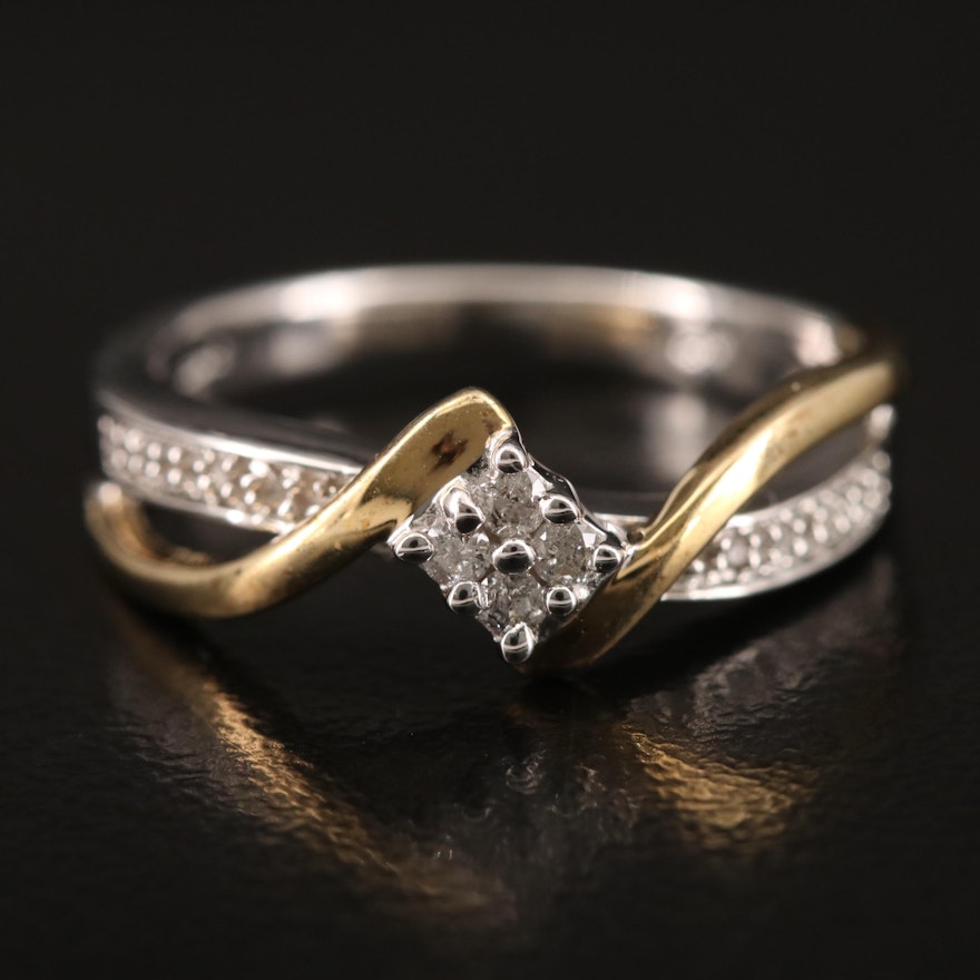 Two Tone Sterling Diamond Ring