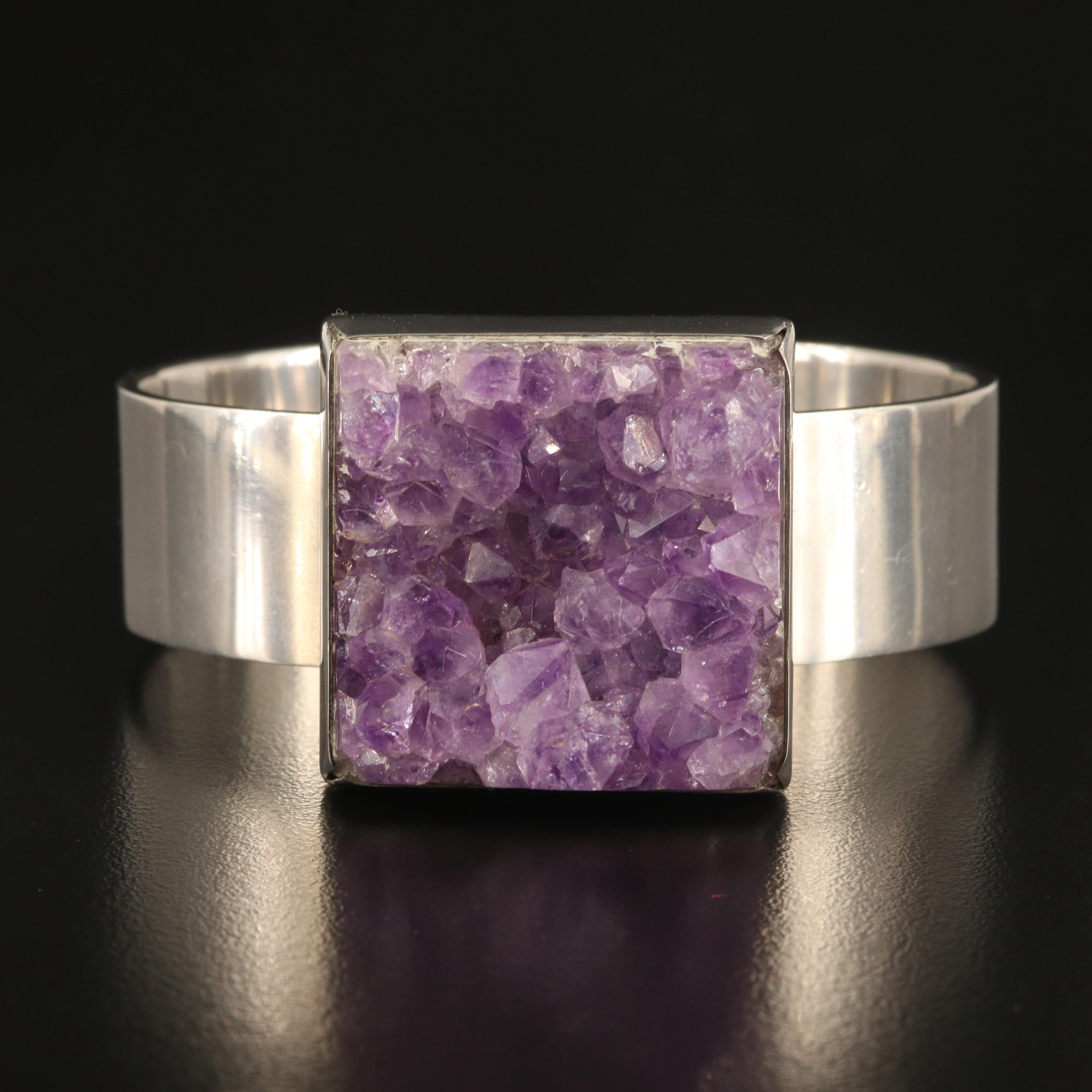 Bent Knudsen Modern Sterling Amethyst Cuff