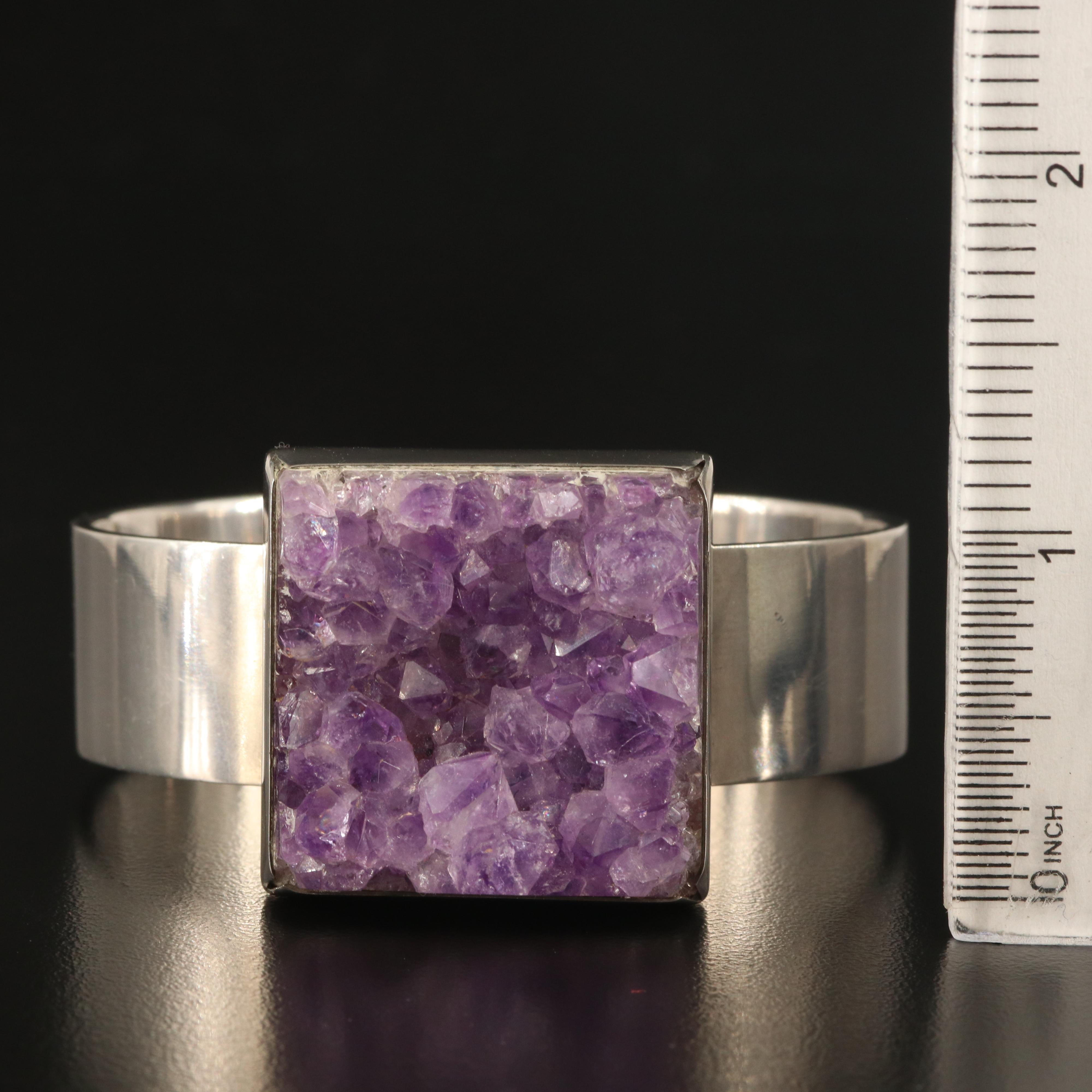 Bent Knudsen Modern Sterling Amethyst Cuff